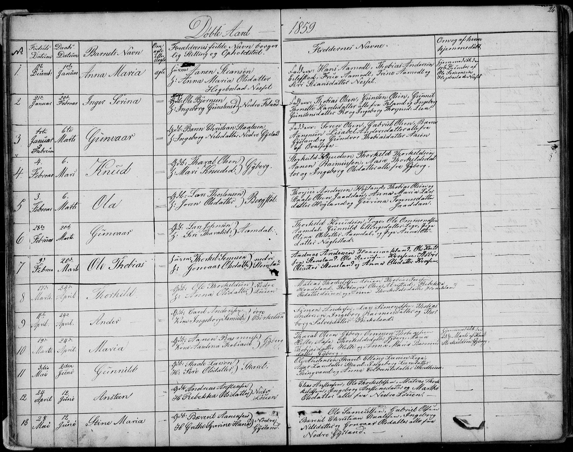 Hægebostad sokneprestkontor, SAK/1111-0024/F/Fb/Fba/L0002: Parish register (copy) no. B 2, 1851-1882, p. 26