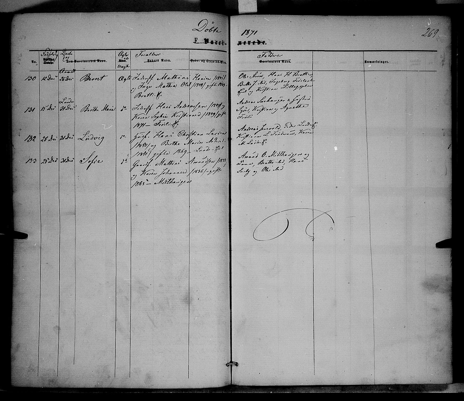 Nordre Land prestekontor, AV/SAH-PREST-124/H/Ha/Haa/L0001: Parish register (official) no. 1, 1860-1871, p. 269