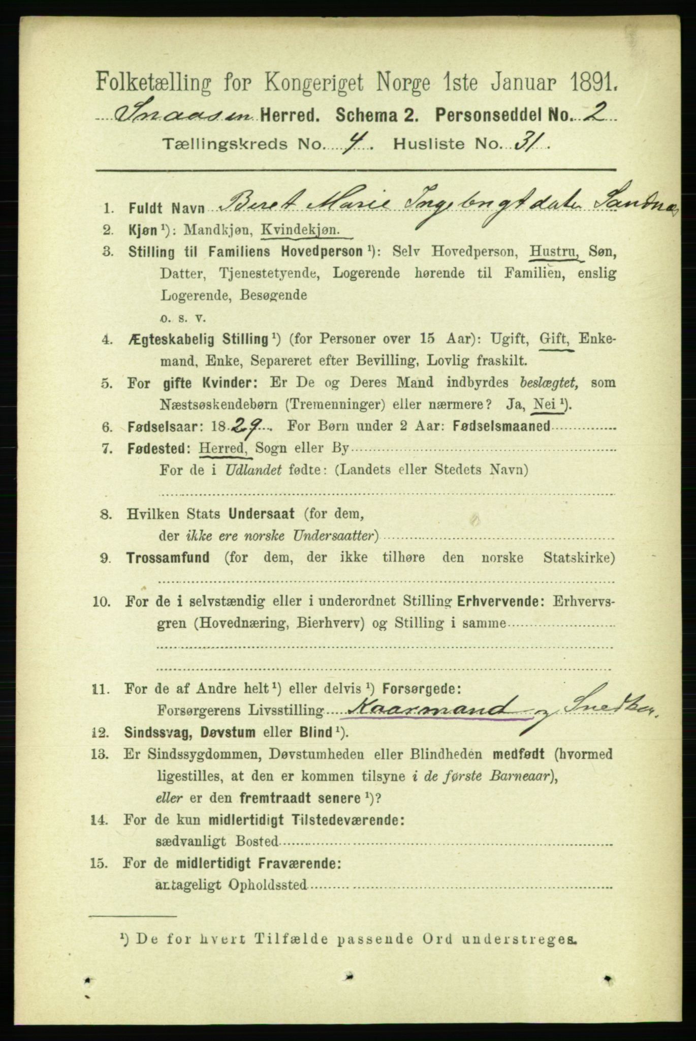 RA, 1891 census for 1736 Snåsa, 1891, p. 1273