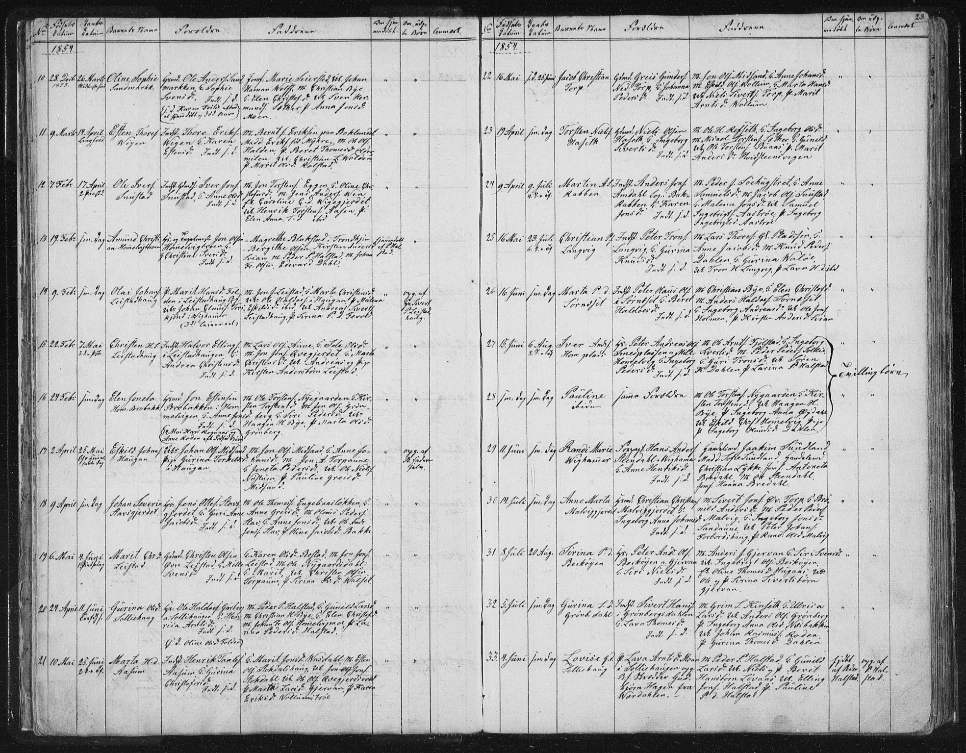 Ministerialprotokoller, klokkerbøker og fødselsregistre - Sør-Trøndelag, SAT/A-1456/616/L0406: Parish register (official) no. 616A03, 1843-1879, p. 28