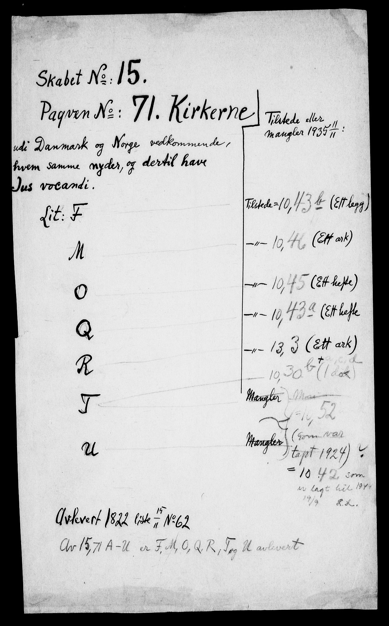 Danske Kanselli, Skapsaker, AV/RA-EA-4061/F/L0073: Skap 15, pakke 52-75, 1618-1719, p. 193