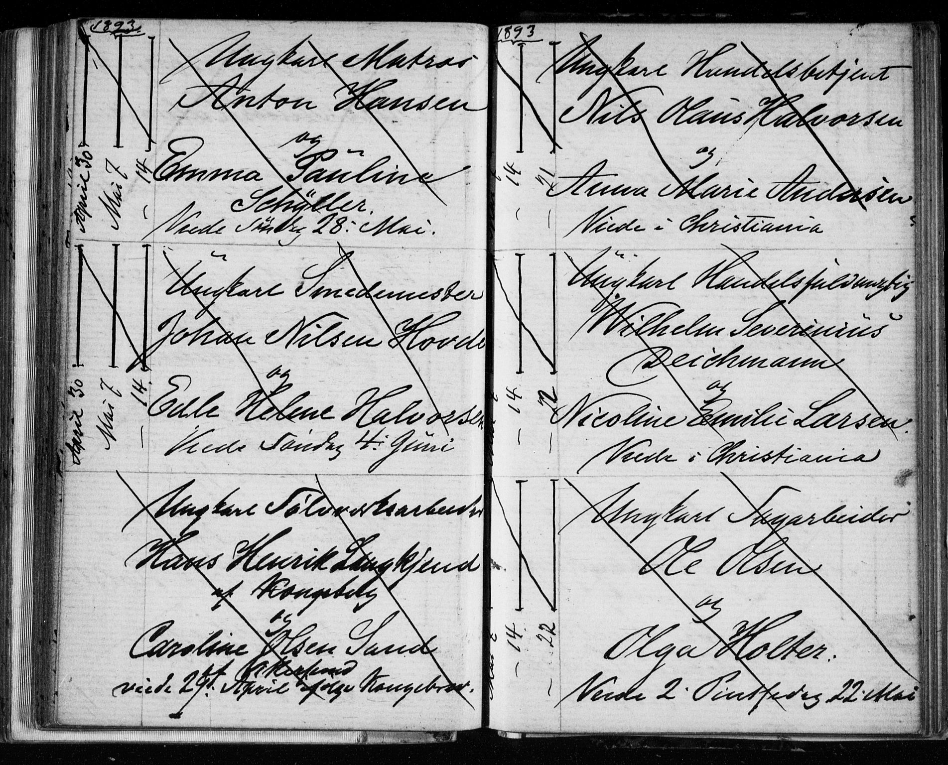 Bragernes kirkebøker, AV/SAKO-A-6/H/Ha/L0006: Banns register no. 6, 1873-1896