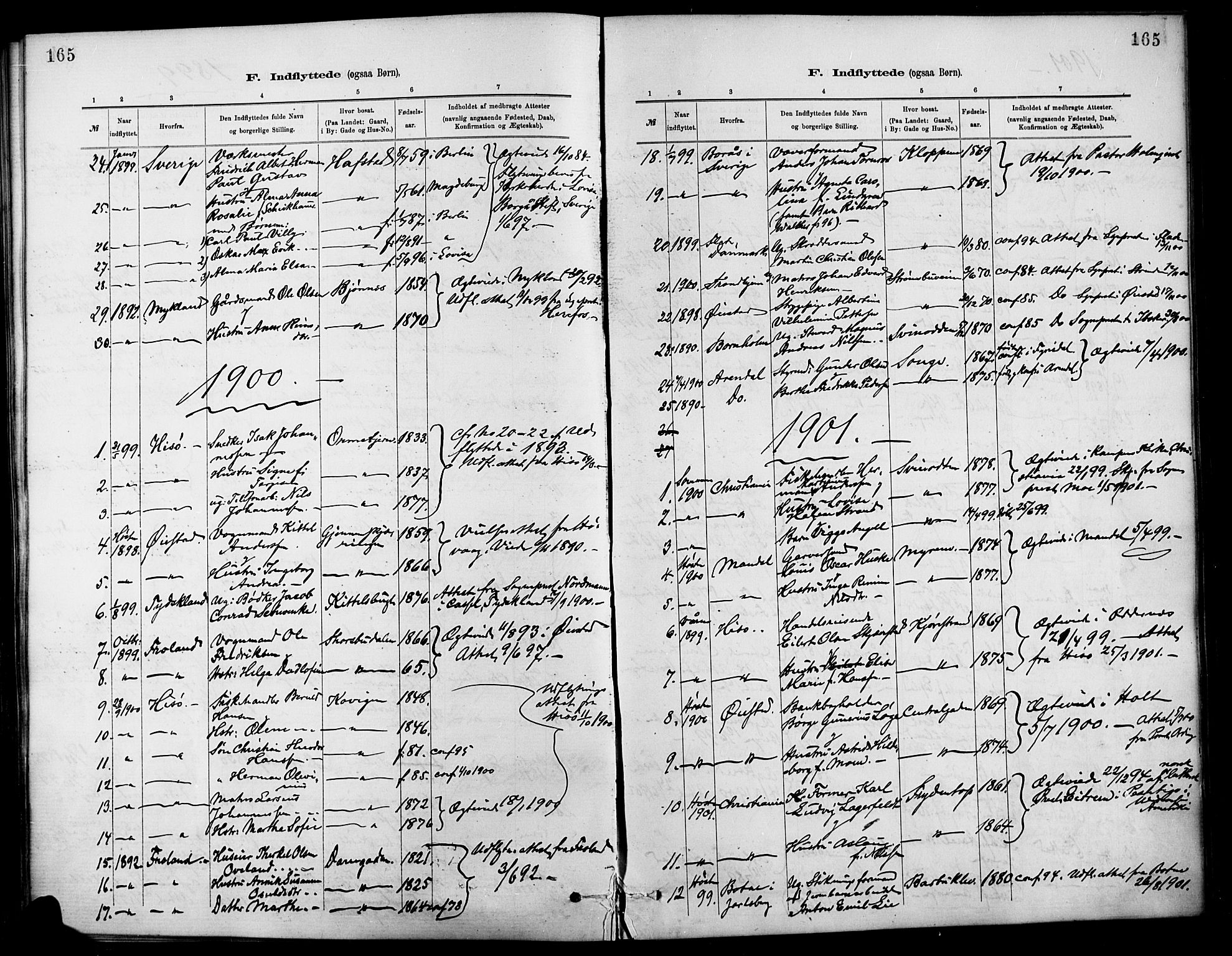 Barbu sokneprestkontor, AV/SAK-1111-0003/F/Fa/L0003: Parish register (official) no. A 3, 1883-1898, p. 165