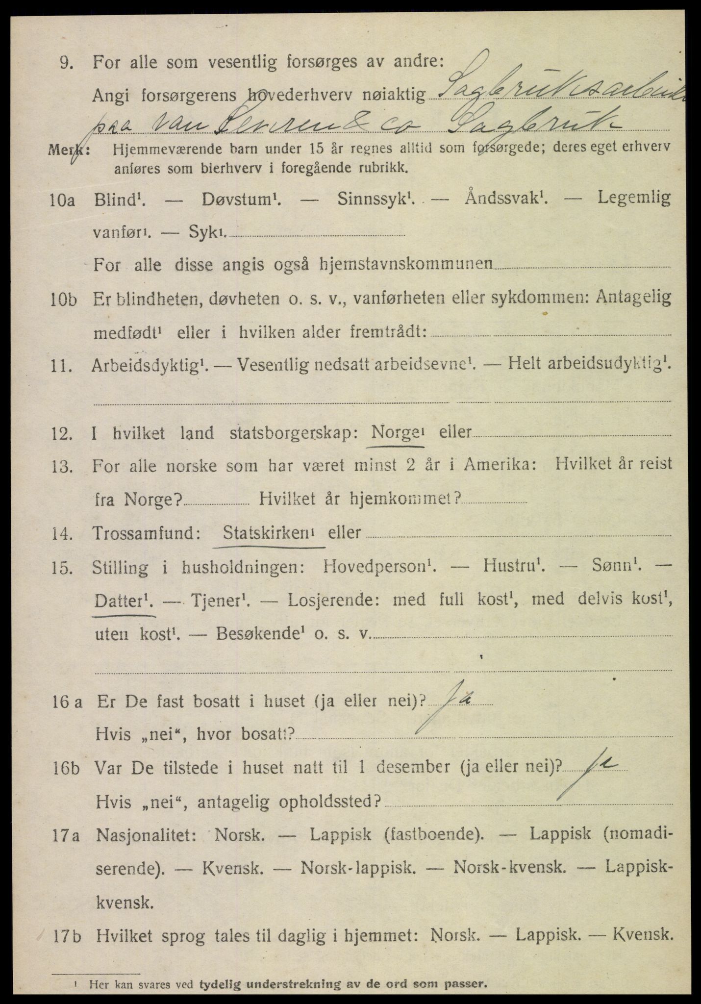 SAT, 1920 census for Vemundvik, 1920, p. 1016