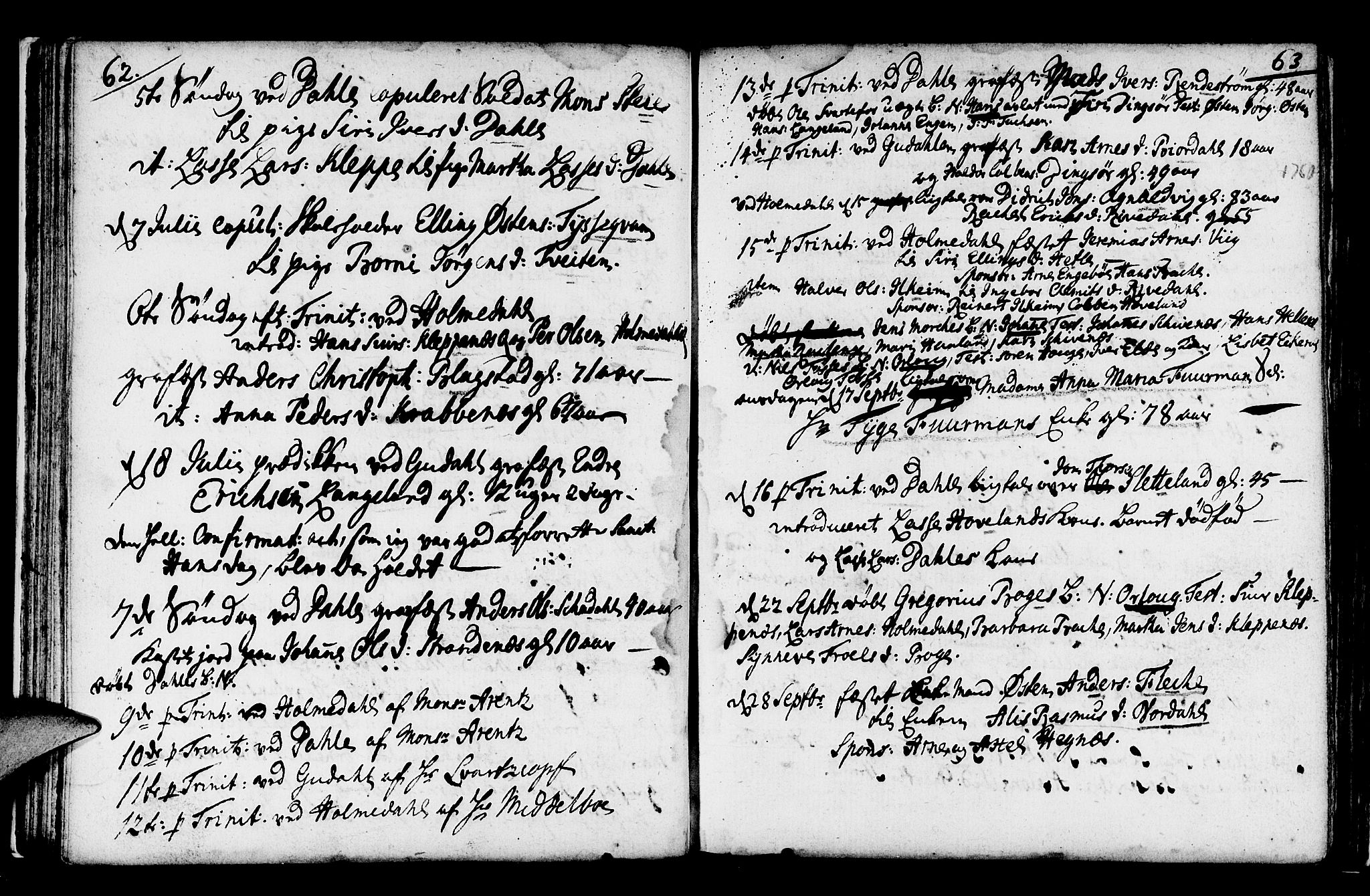 Fjaler sokneprestembete, AV/SAB-A-79801/H/Haa/Haaa/L0001: Parish register (official) no. A 1, 1755-1778, p. 62-63