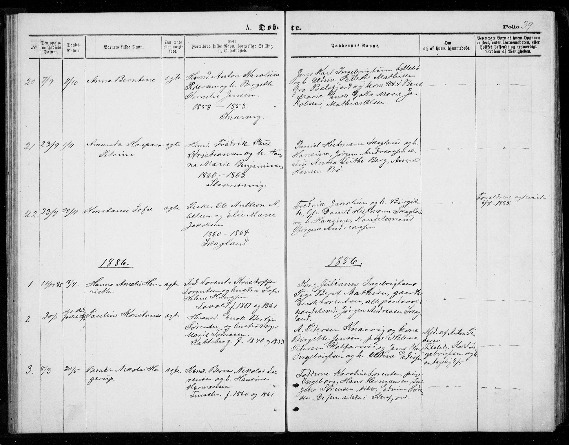 Berg sokneprestkontor, AV/SATØ-S-1318/G/Ga/Gab/L0003klokker: Parish register (copy) no. 3, 1874-1886, p. 39