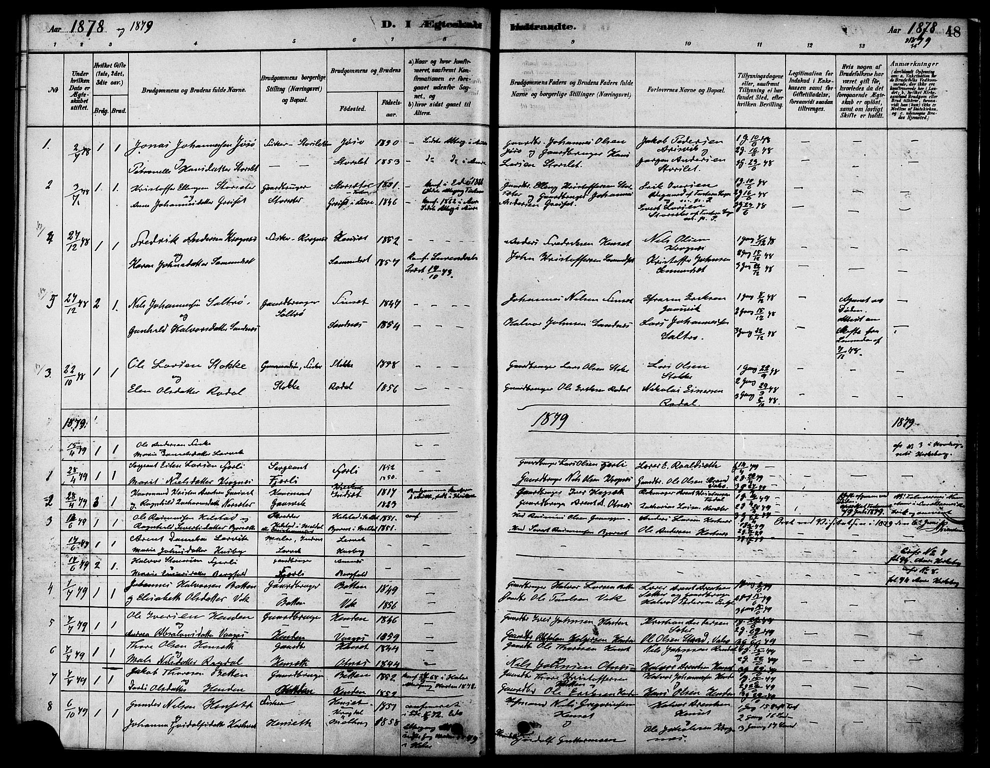 Ministerialprotokoller, klokkerbøker og fødselsregistre - Møre og Romsdal, AV/SAT-A-1454/580/L0924: Parish register (official) no. 580A01, 1878-1887, p. 48