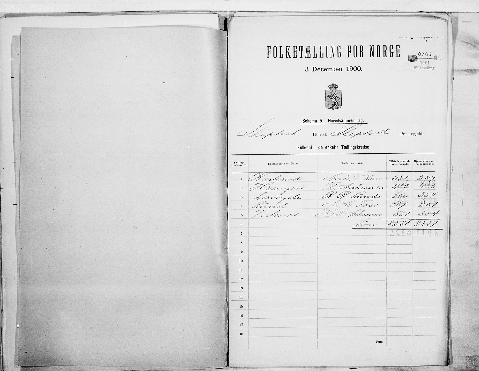 SAO, 1900 census for Skiptvet, 1900, p. 2