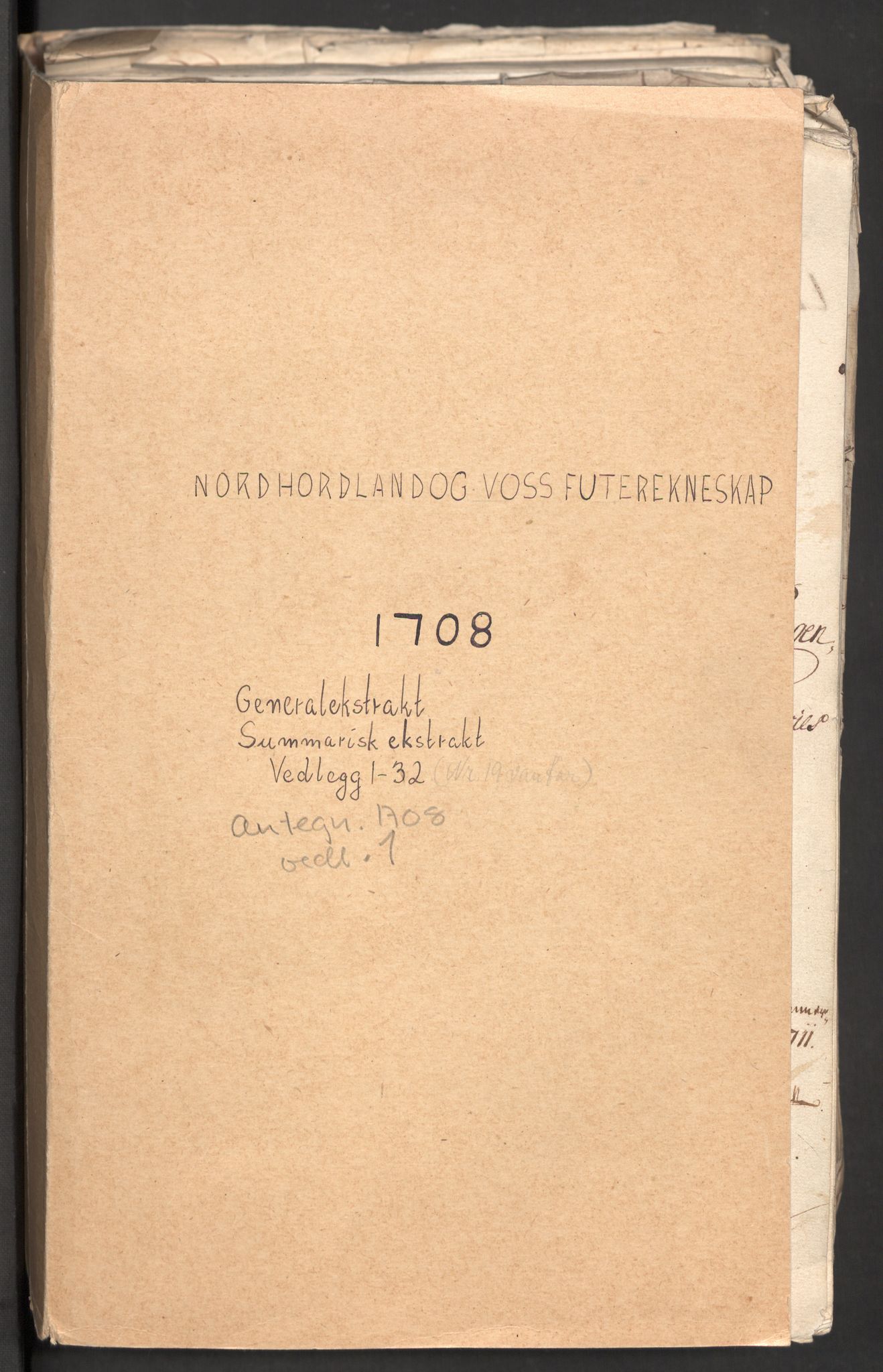 Rentekammeret inntil 1814, Reviderte regnskaper, Fogderegnskap, RA/EA-4092/R51/L3189: Fogderegnskap Nordhordland og Voss, 1708, p. 2