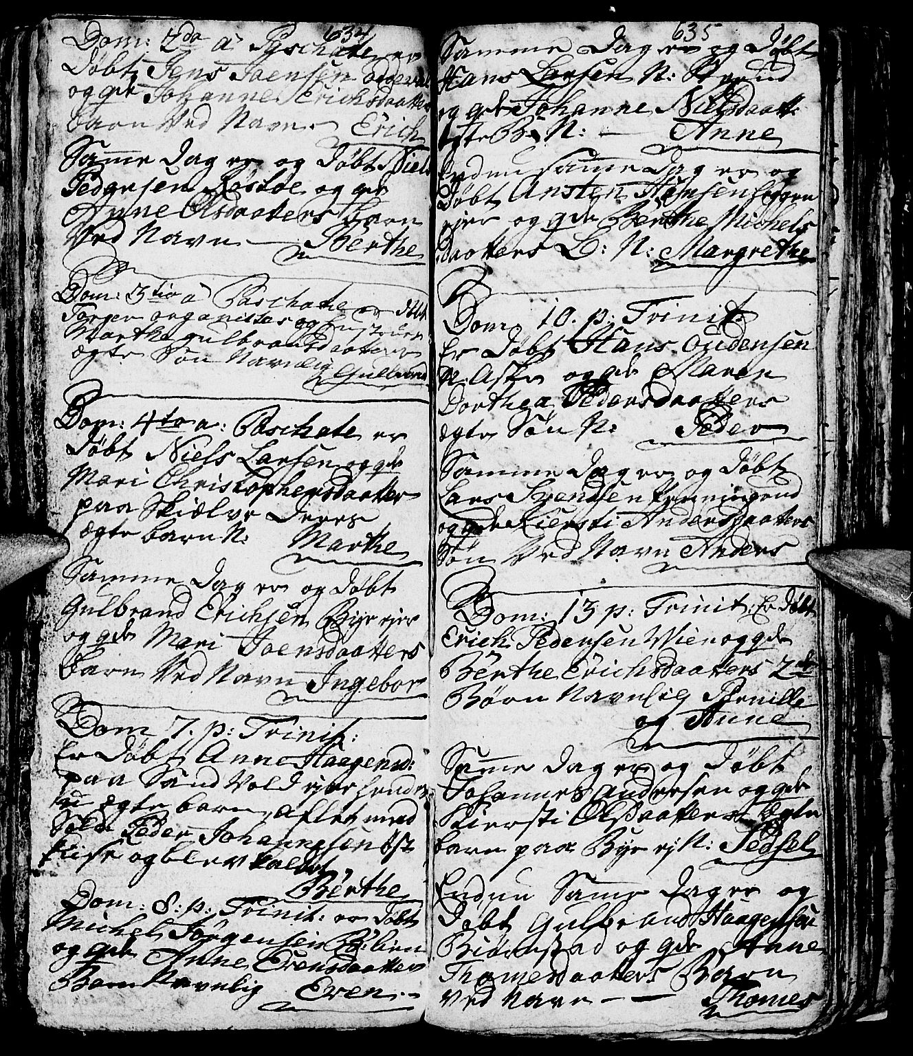 Nes prestekontor, Hedmark, AV/SAH-PREST-020/L/La/L0001: Parish register (copy) no. 1, 1663-1784, p. 634-635