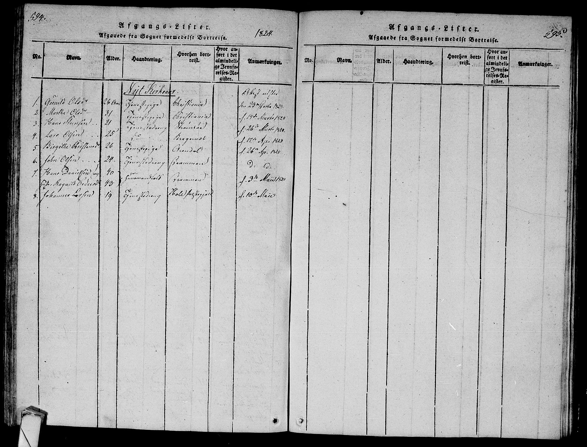 Lier kirkebøker, SAKO/A-230/G/Ga/L0001: Parish register (copy) no. I 1, 1813-1824, p. 594-595