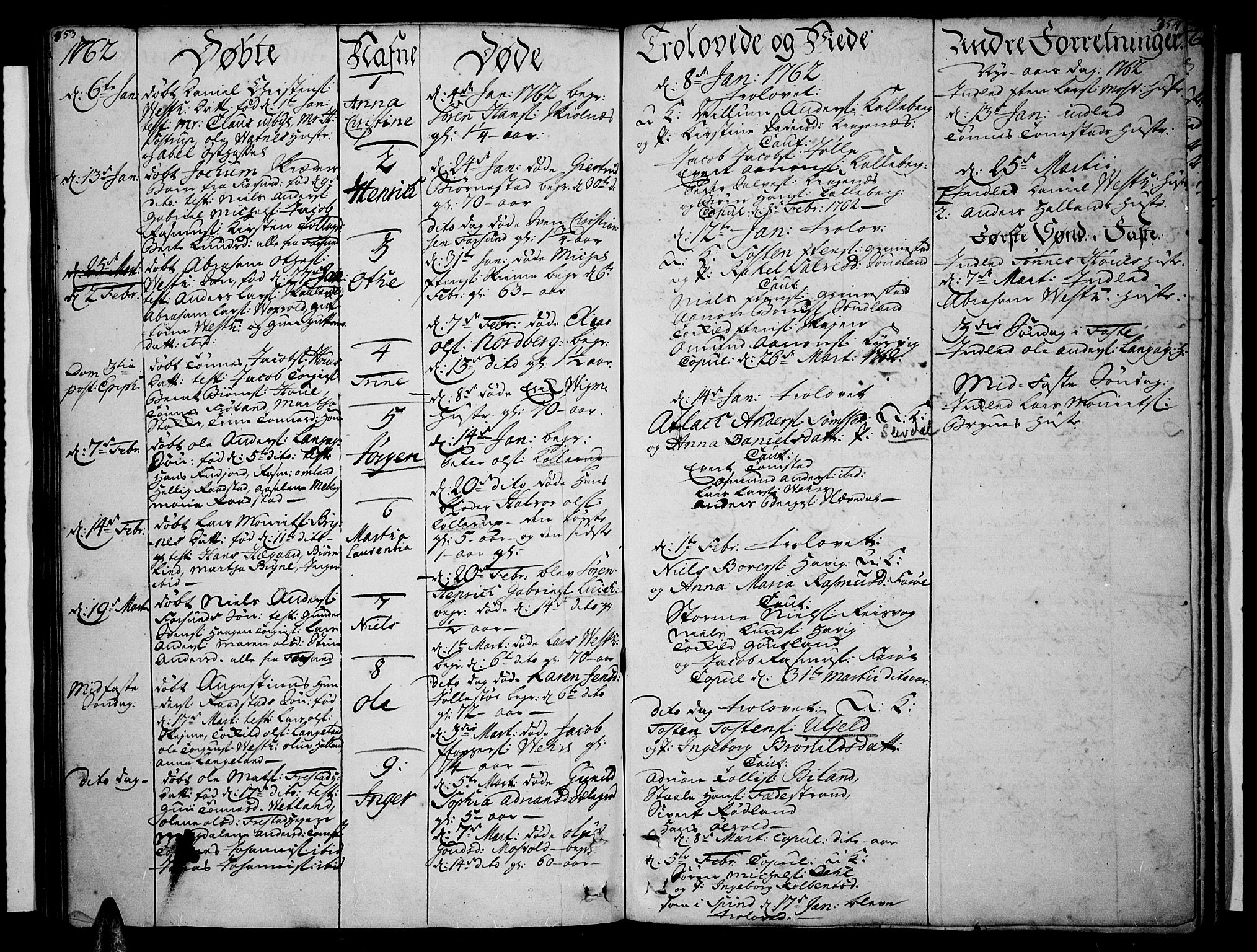 Lista sokneprestkontor, AV/SAK-1111-0027/F/Fa/L0003: Parish register (official) no. A 3 /1, 1743-1767, p. 353-354