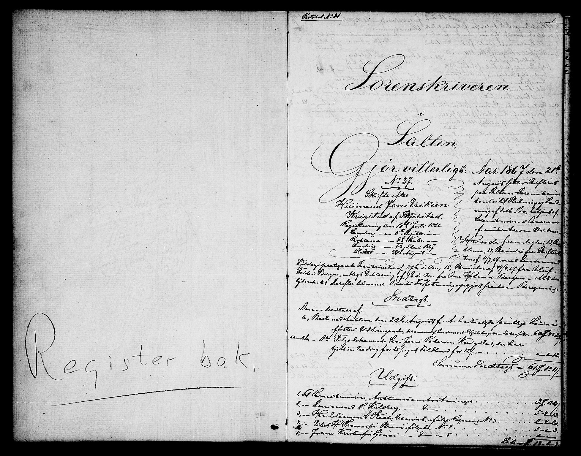 Salten sorenskriveri, AV/SAT-A-4578/1/3/3A/L0062: Skifteslutningsprotokoll, 1867-1877, p. 1