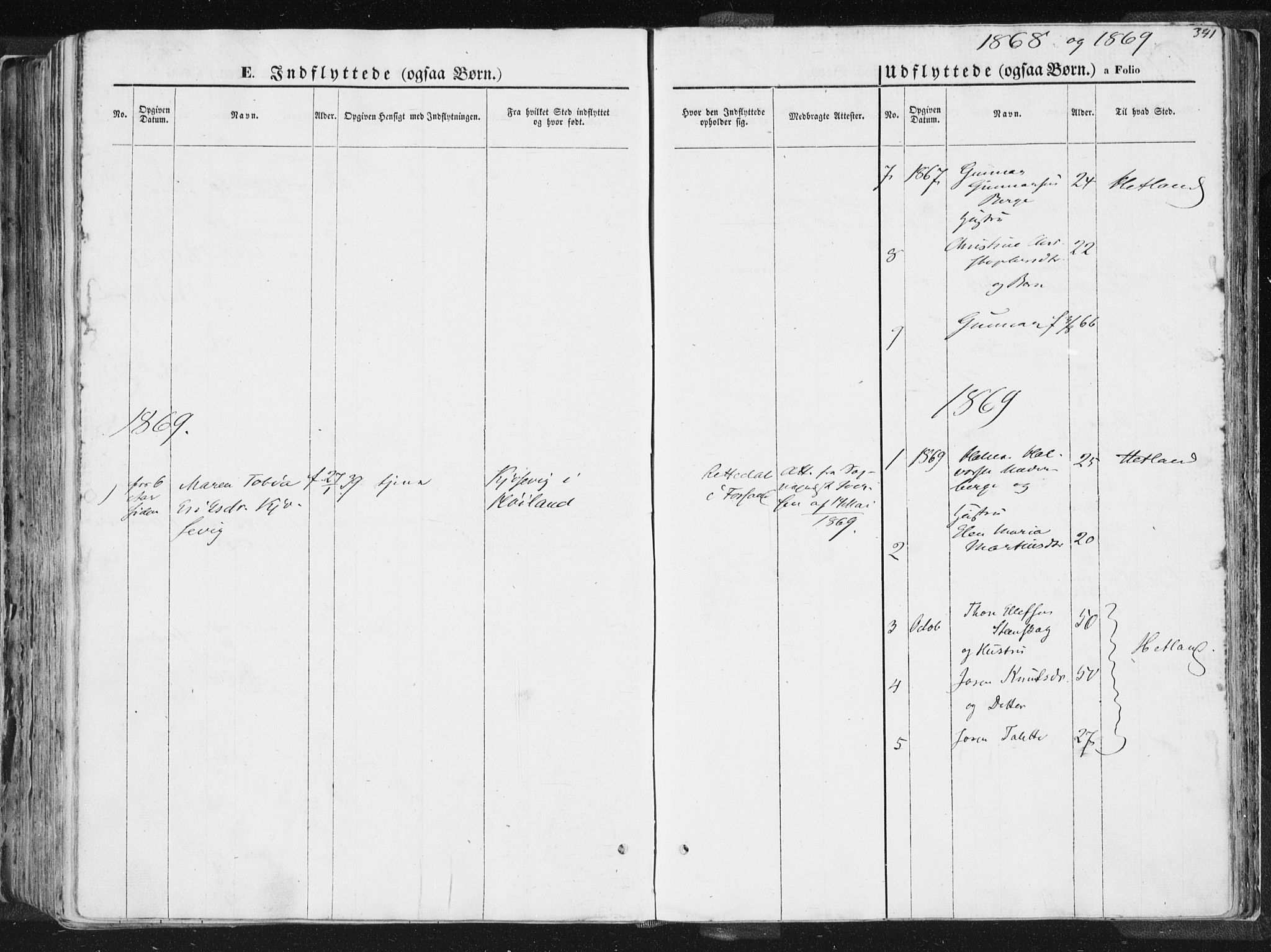 Høgsfjord sokneprestkontor, AV/SAST-A-101624/H/Ha/Haa/L0001: Parish register (official) no. A 1, 1854-1875, p. 341