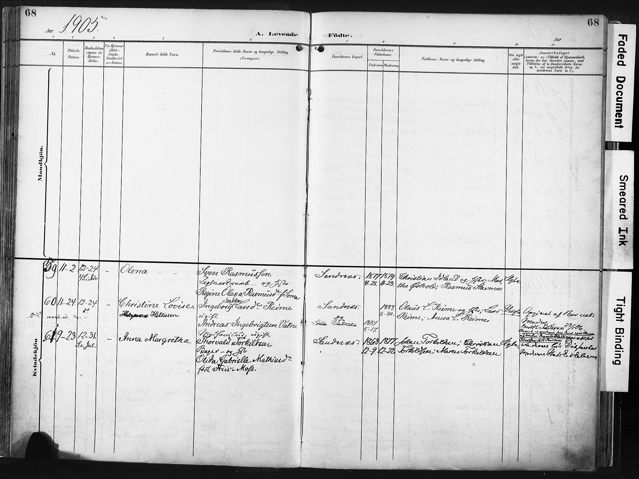 Høyland sokneprestkontor, SAST/A-101799/001/30BA/L0016: Parish register (official) no. A 16, 1899-1911, p. 68