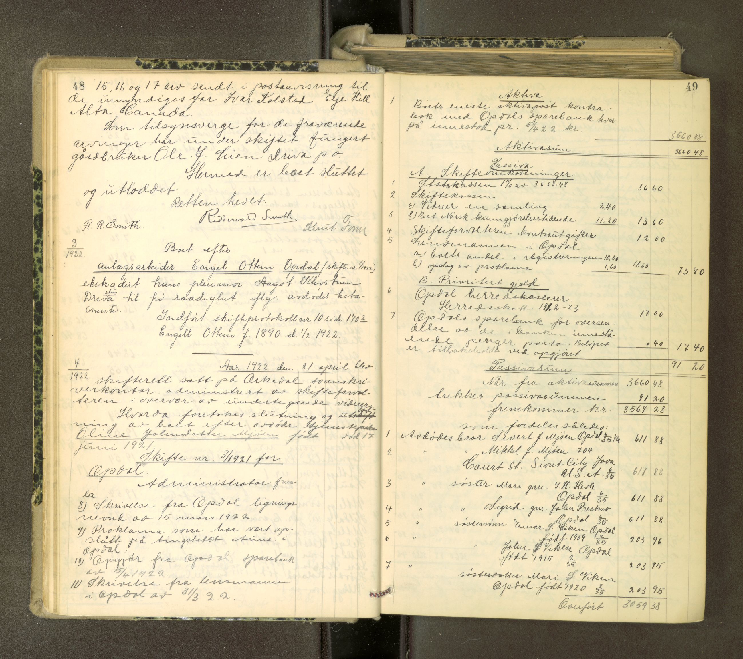 Orkdal sorenskriveri, AV/SAT-A-4169/1/3/3Aa/L0017: Skifteprotokoller, 1921-1929, p. 48-49