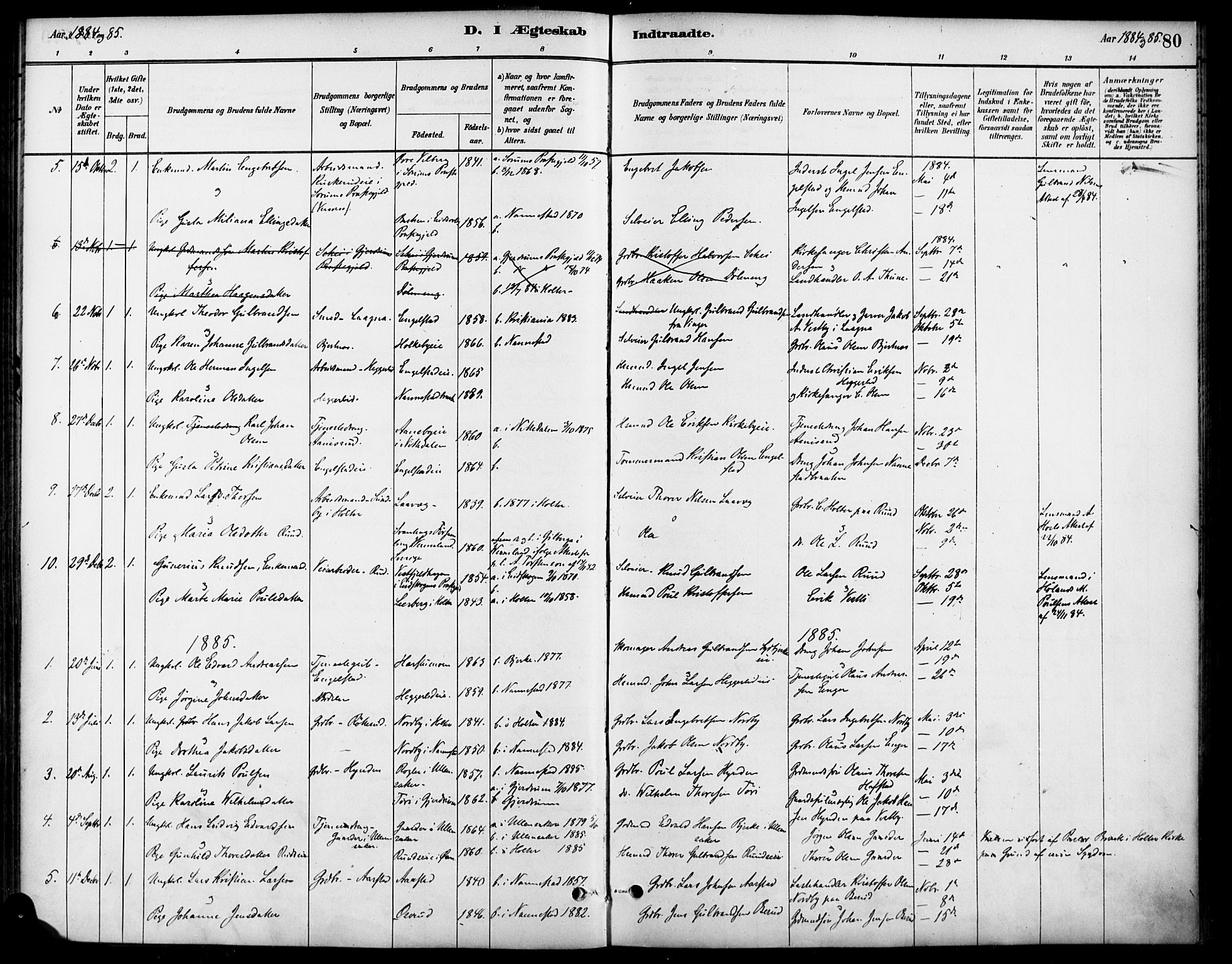 Nannestad prestekontor Kirkebøker, SAO/A-10414a/F/Fa/L0014: Parish register (official) no. I 14, 1881-1890, p. 80