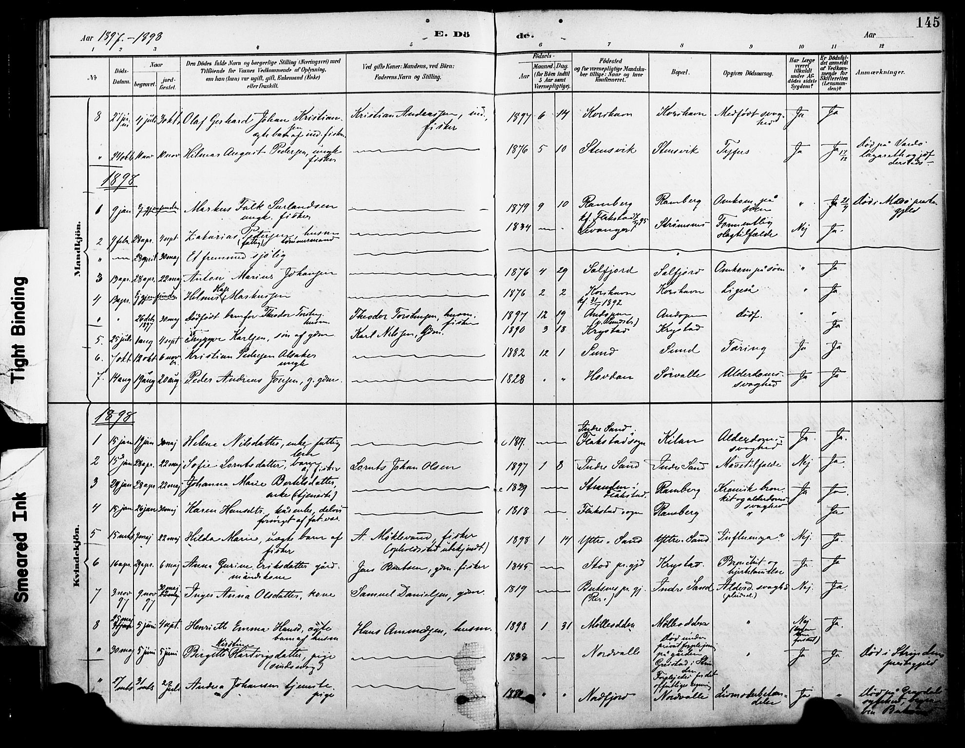 Ministerialprotokoller, klokkerbøker og fødselsregistre - Nordland, AV/SAT-A-1459/885/L1205: Parish register (official) no. 885A06, 1892-1905, p. 145