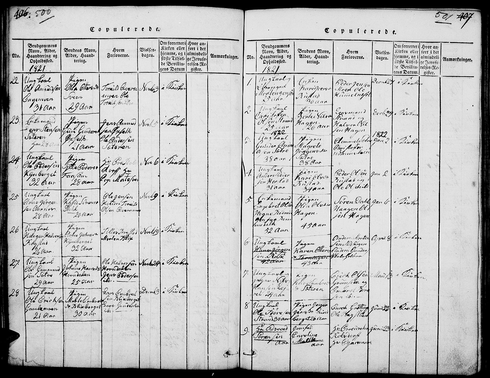 Elverum prestekontor, AV/SAH-PREST-044/H/Ha/Hab/L0001: Parish register (copy) no. 1, 1815-1829, p. 500-501