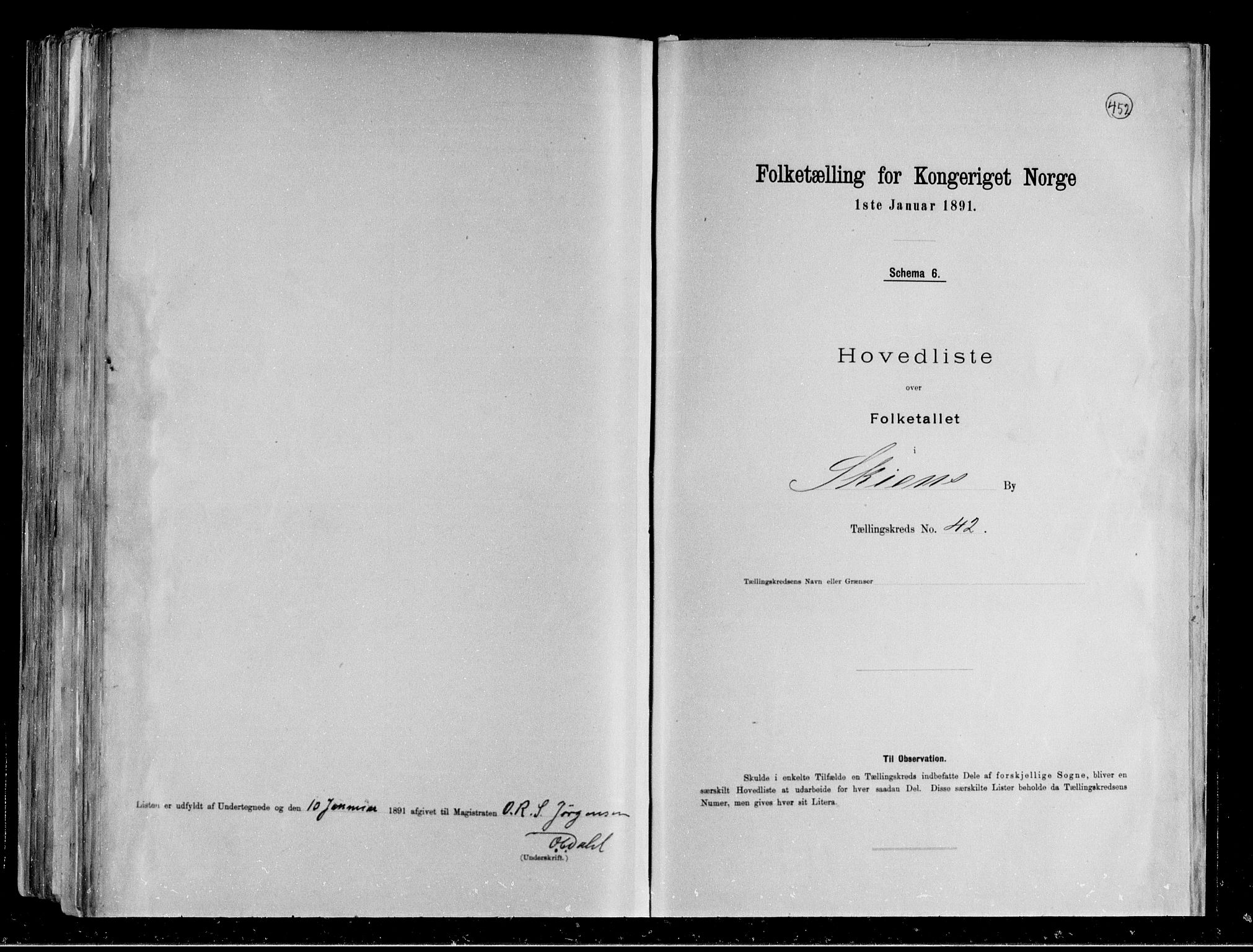 RA, 1891 census for 0806 Skien, 1891, p. 91