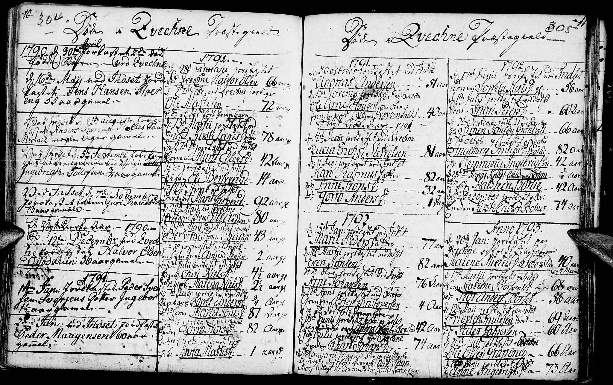 Kvikne prestekontor, SAH/PREST-064/H/Ha/Haa/L0003: Parish register (official) no. 3, 1785-1814, p. 304-305