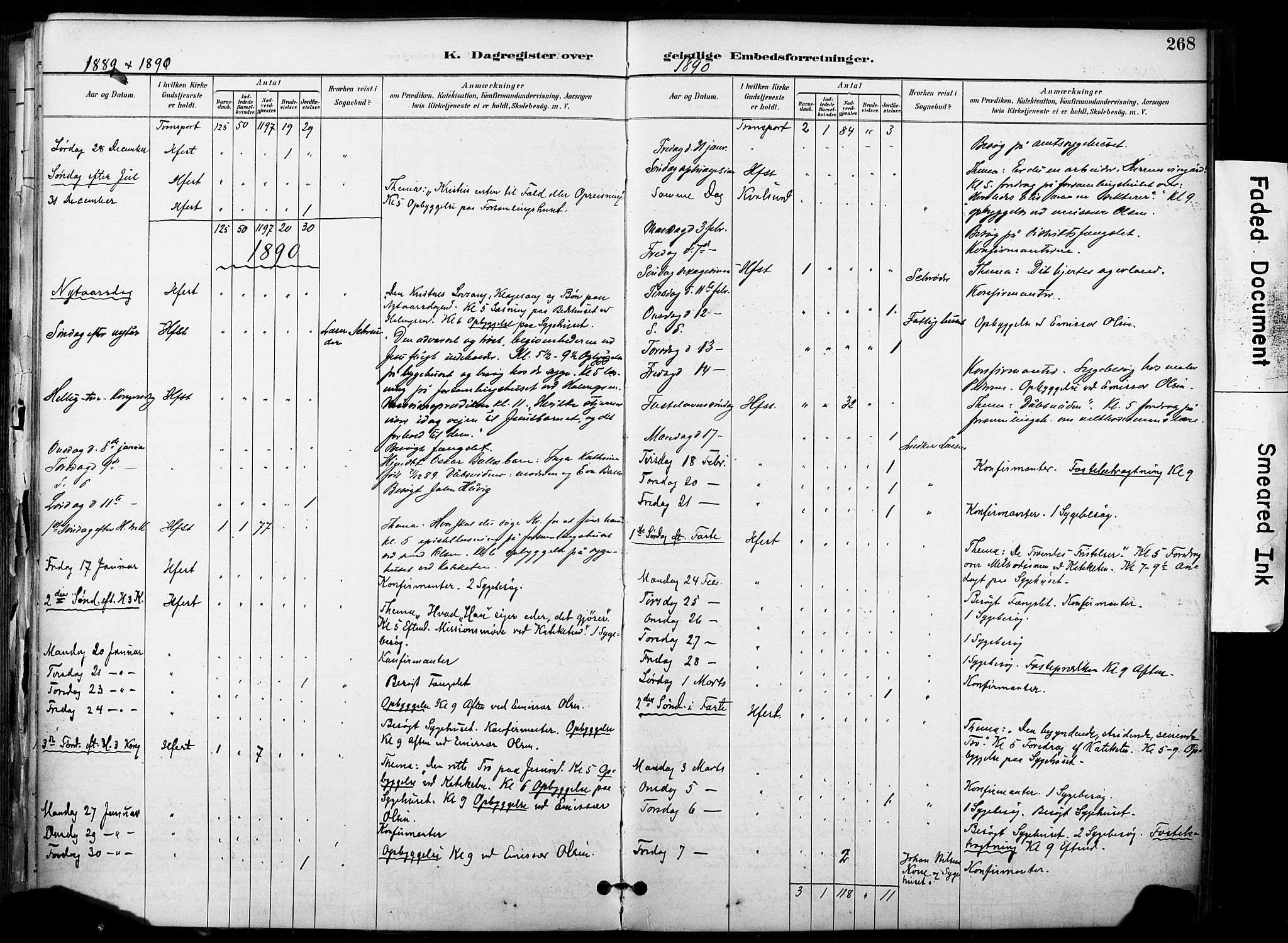 Hammerfest sokneprestkontor, SATØ/S-1347/H/Ha/L0009.kirke: Parish register (official) no. 9, 1889-1897, p. 268