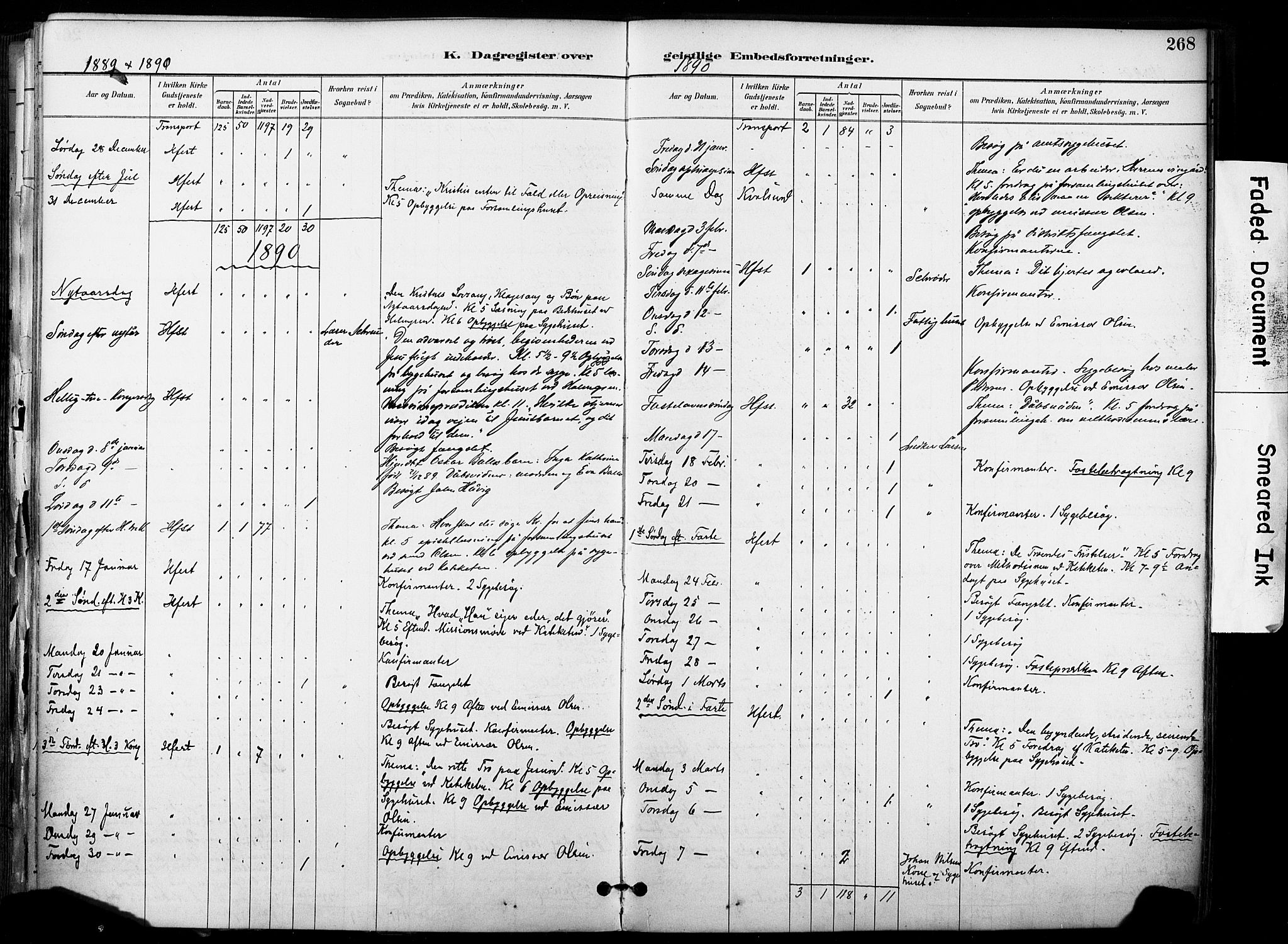 Hammerfest sokneprestkontor, AV/SATØ-S-1347/H/Ha/L0009.kirke: Parish register (official) no. 9, 1889-1897, p. 268