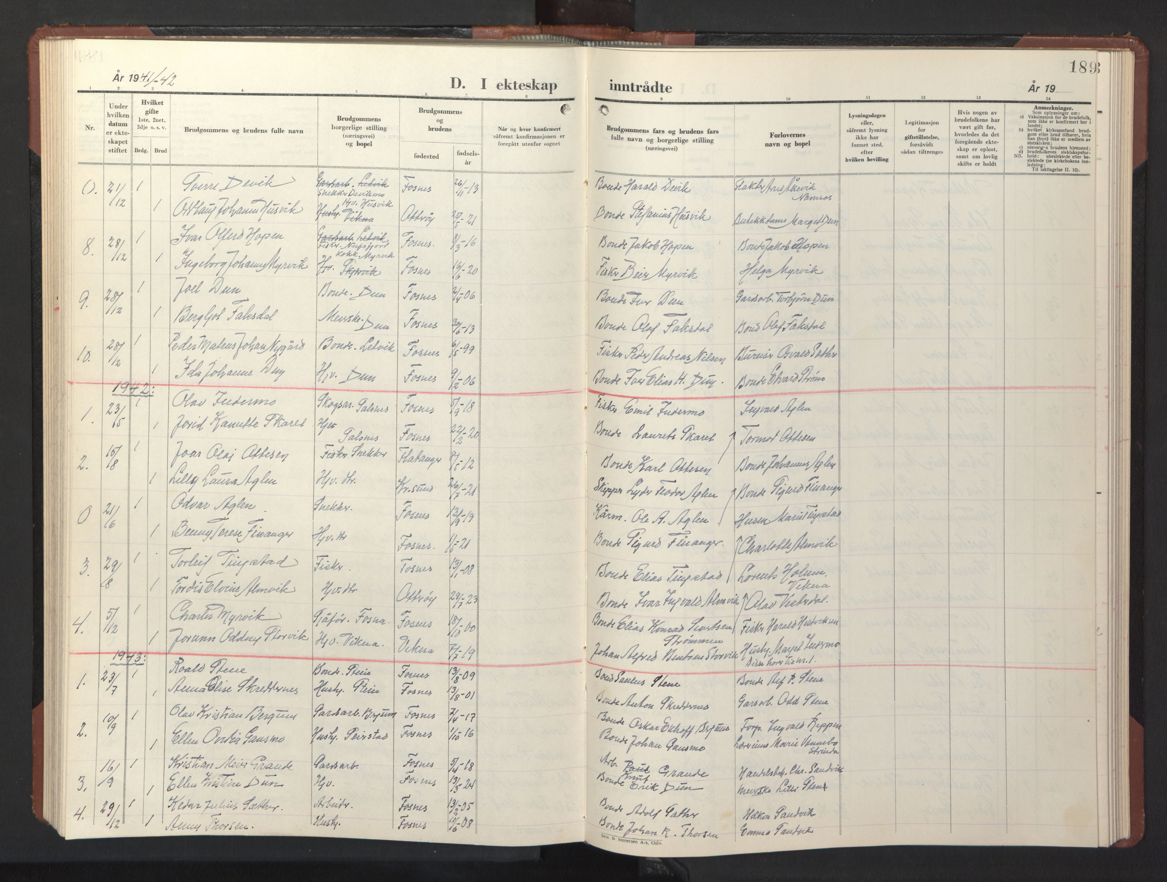Ministerialprotokoller, klokkerbøker og fødselsregistre - Nord-Trøndelag, SAT/A-1458/773/L0625: Parish register (copy) no. 773C01, 1910-1952, p. 189