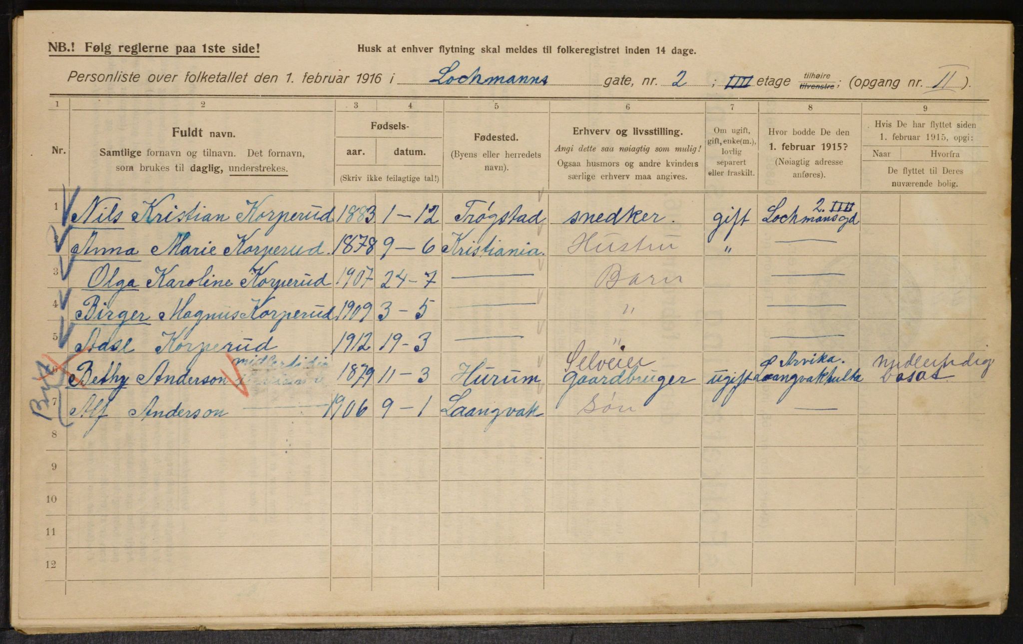 OBA, Municipal Census 1916 for Kristiania, 1916, p. 59534