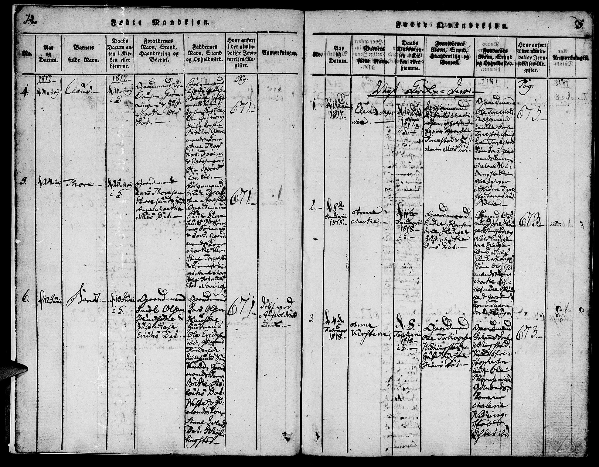 Torvastad sokneprestkontor, AV/SAST-A -101857/H/Ha/Haa/L0004: Parish register (official) no. A 3 /1, 1817-1836, p. 4-5