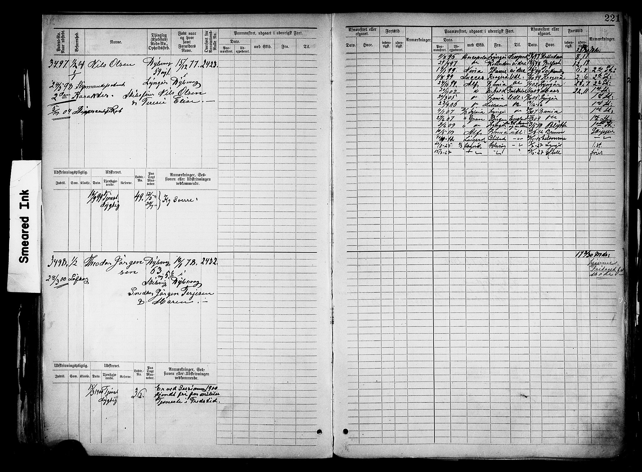 Tvedestrand mønstringskrets, SAK/2031-0011/F/Fb/L0019: Hovedrulle nr 3057-3818, U-35, 1892-1906, p. 229