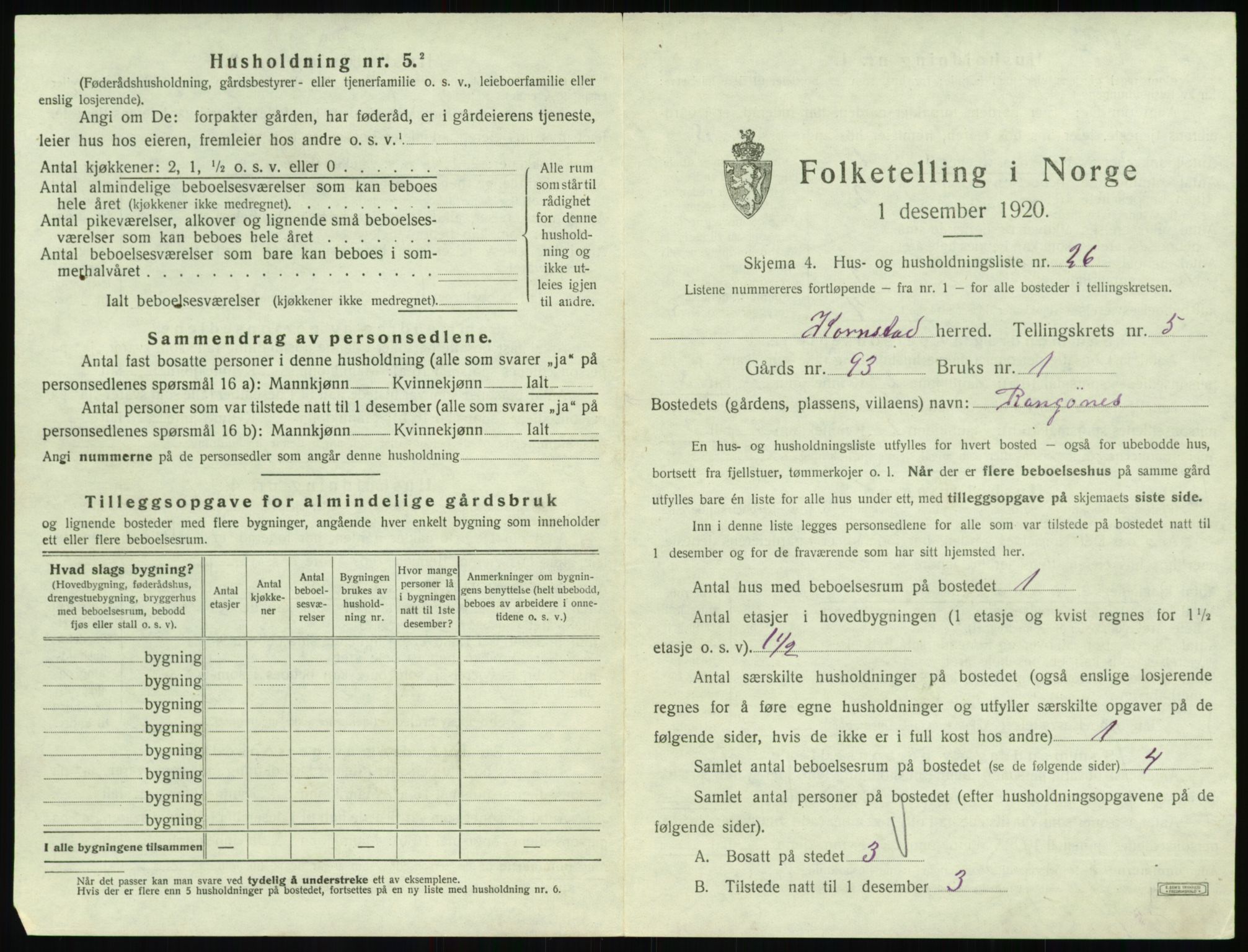 SAT, 1920 census for Kornstad, 1920, p. 415