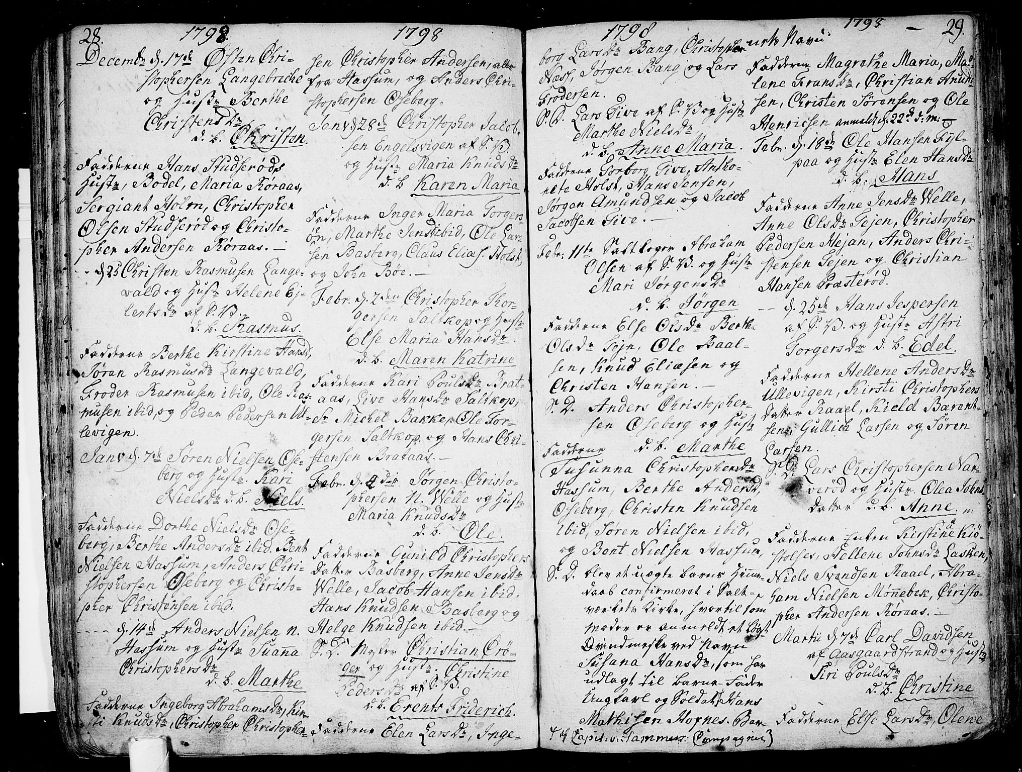 Sem kirkebøker, AV/SAKO-A-5/F/Fb/L0003: Parish register (official) no. II 3, 1792-1814, p. 28-29