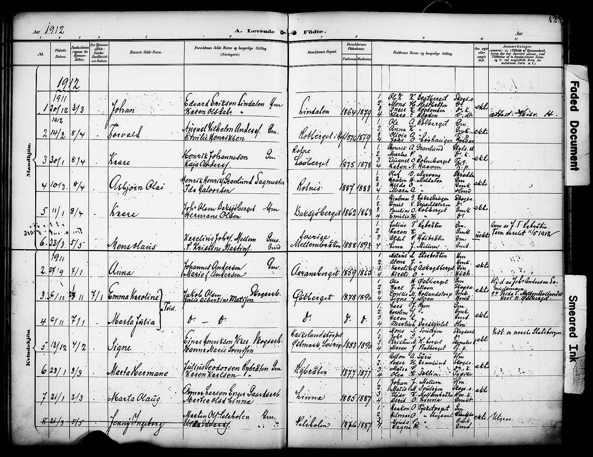 Grue prestekontor, SAH/PREST-036/H/Ha/Haa/L0014: Parish register (official) no. 14, 1898-1915, p. 42