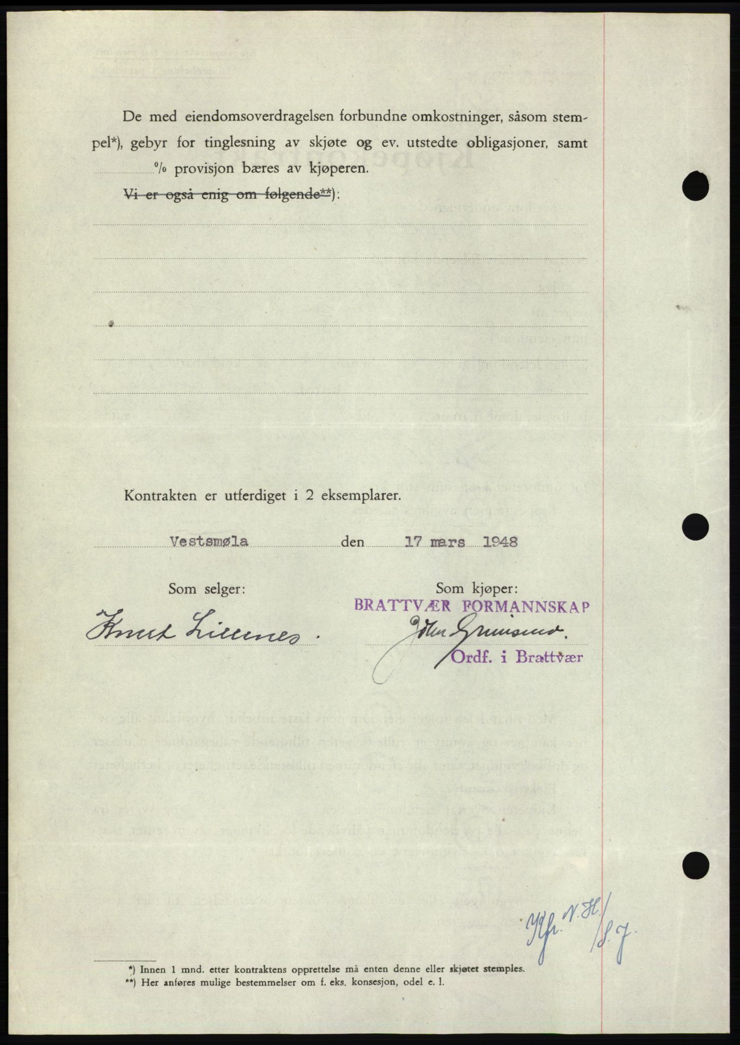 Nordmøre sorenskriveri, AV/SAT-A-4132/1/2/2Ca: Mortgage book no. B98, 1948-1948, Diary no: : 654/1948