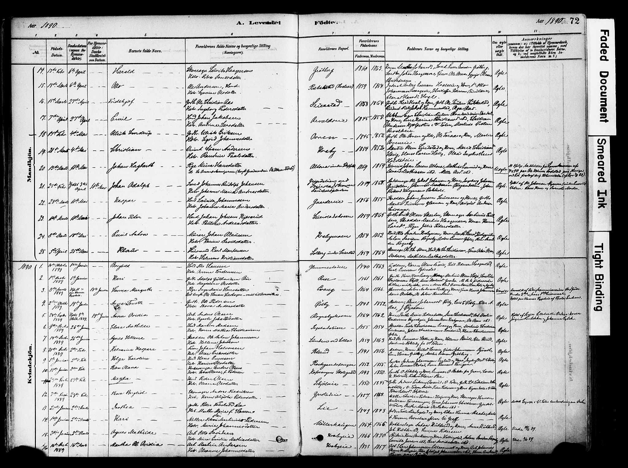 Østre Toten prestekontor, AV/SAH-PREST-104/H/Ha/Haa/L0006: Parish register (official) no. 6 /1, 1878-1896, p. 72