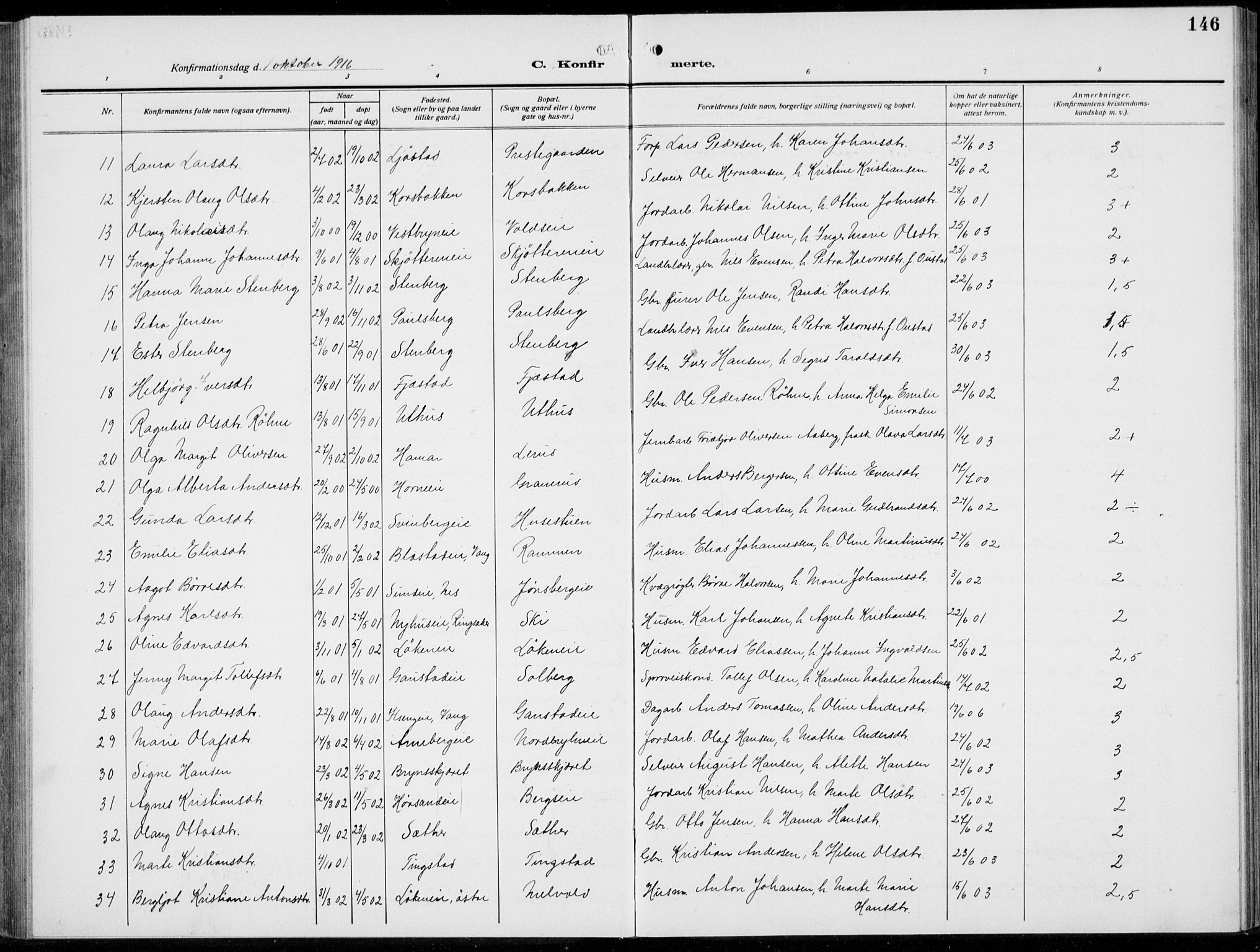 Romedal prestekontor, SAH/PREST-004/L/L0014: Parish register (copy) no. 14, 1915-1939, p. 146