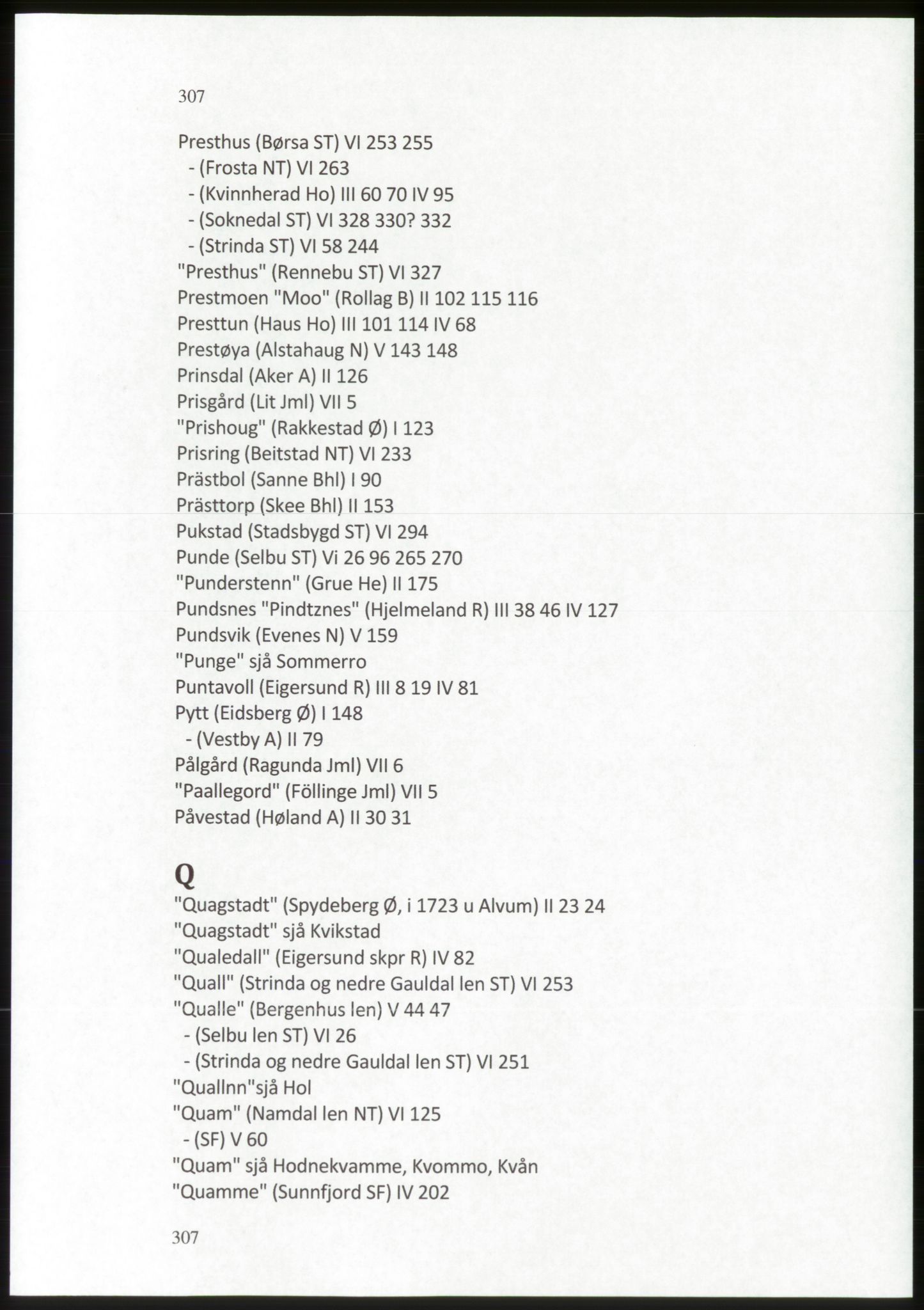 Publikasjoner utgitt av Arkivverket, PUBL/PUBL-001/C/0009: Stedsnavnregister, 1548-1567, p. 307
