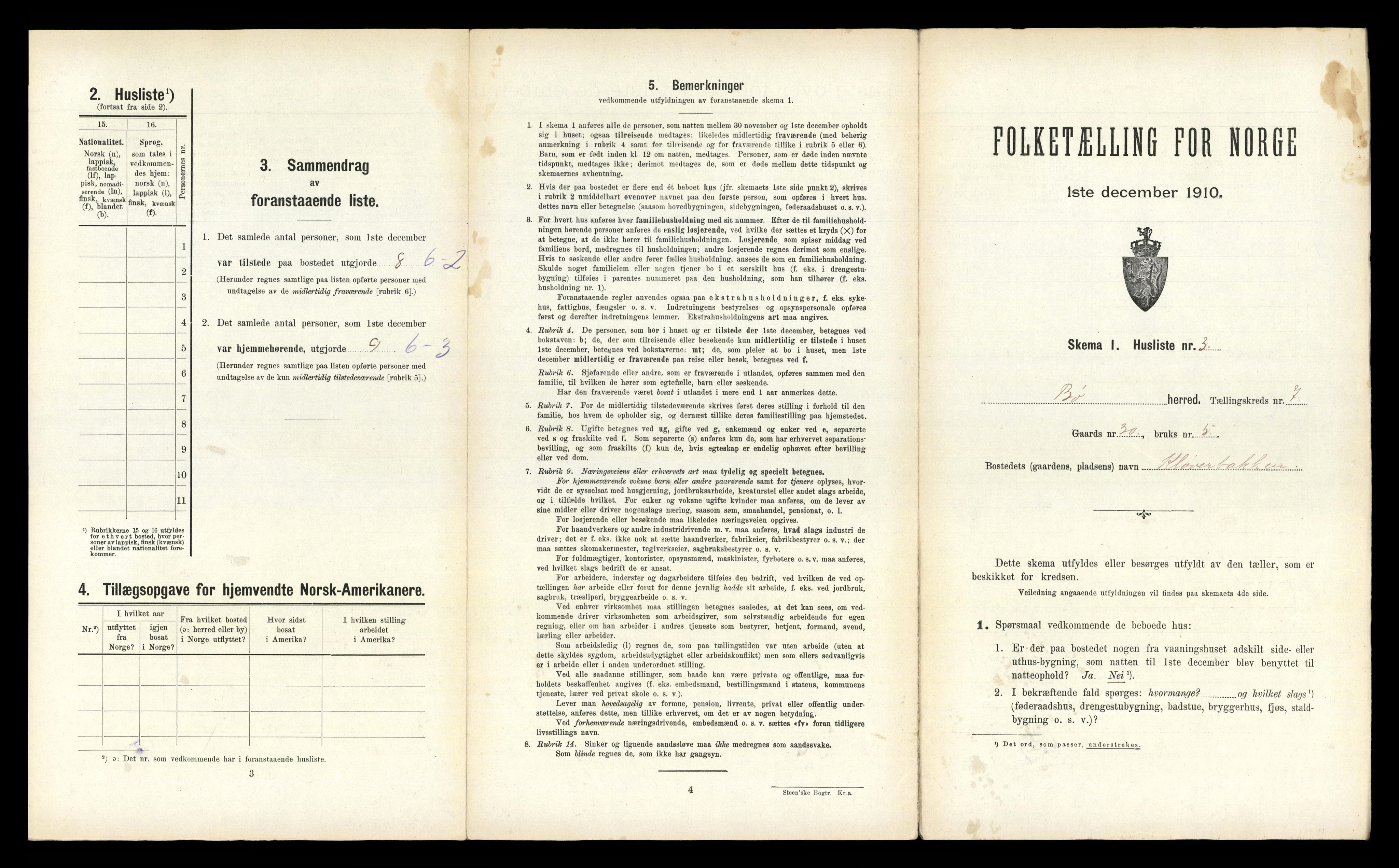 RA, 1910 census for Bø, 1910, p. 765