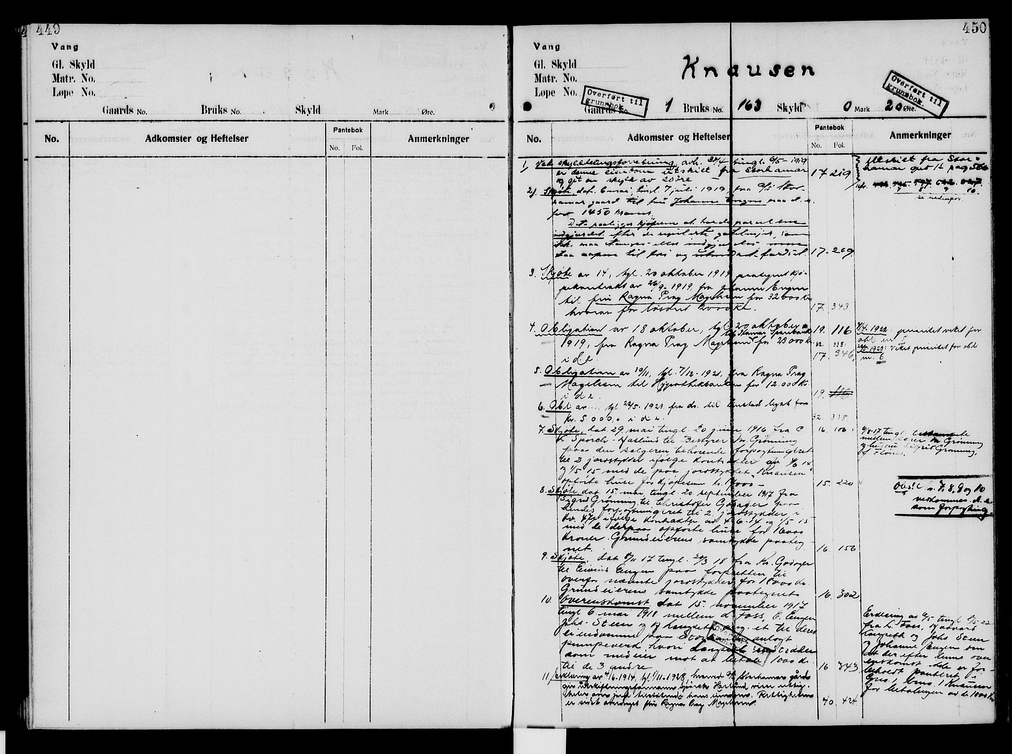 Nord-Hedmark sorenskriveri, SAH/TING-012/H/Ha/Had/Hade/L0005: Mortgage register no. 4.5, 1916-1940, p. 449-450