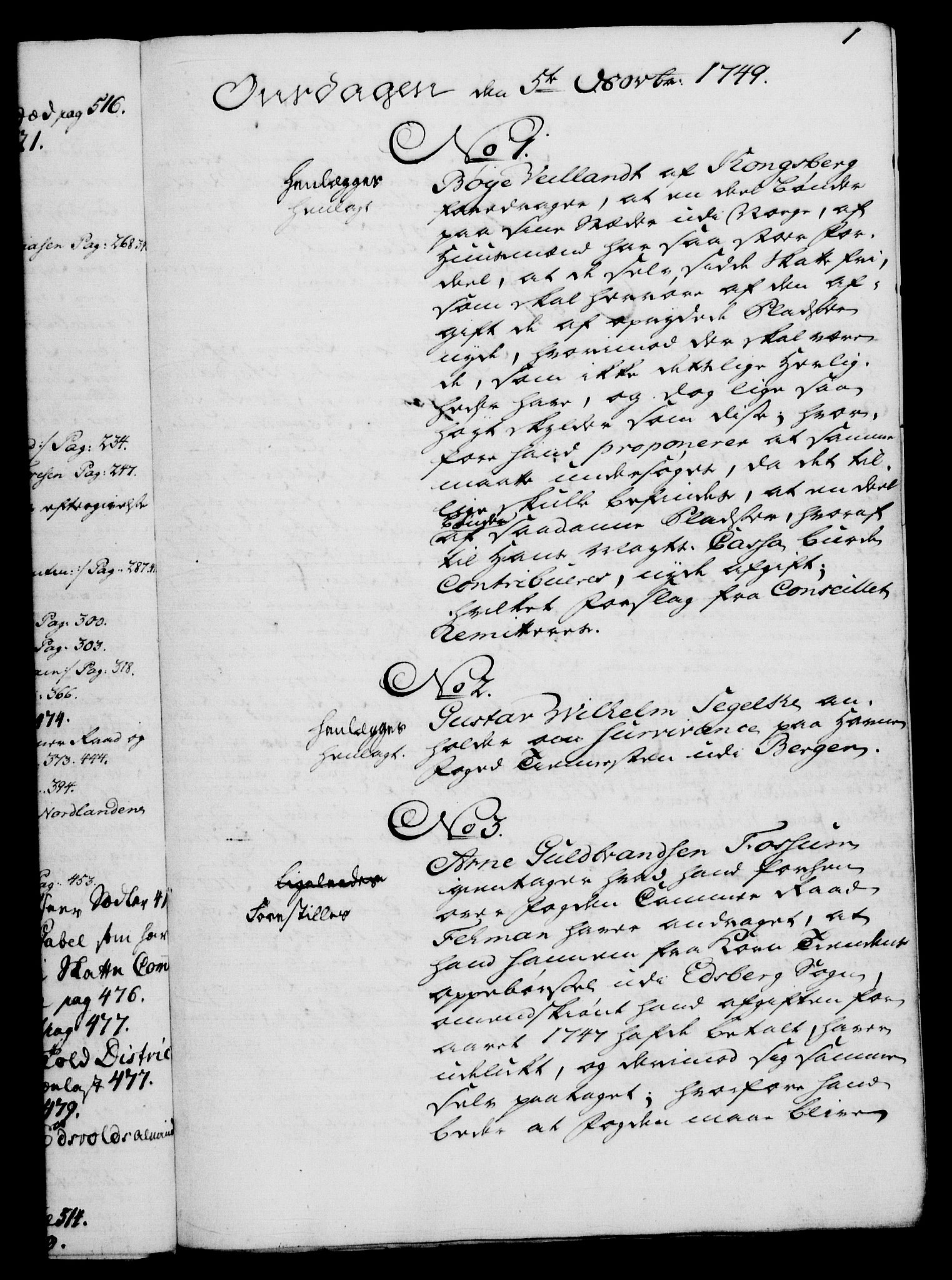 Rentekammeret, Kammerkanselliet, RA/EA-3111/G/Gh/Gha/L0030: Norsk ekstraktmemorialprotokoll (merket RK 53.75), 1749-1751, p. 1