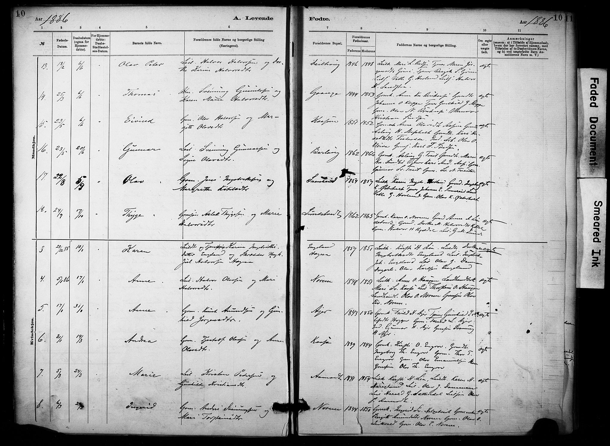 Lunde kirkebøker, SAKO/A-282/F/Fa/L0002: Parish register (official) no. I 2, 1884-1892, p. 10