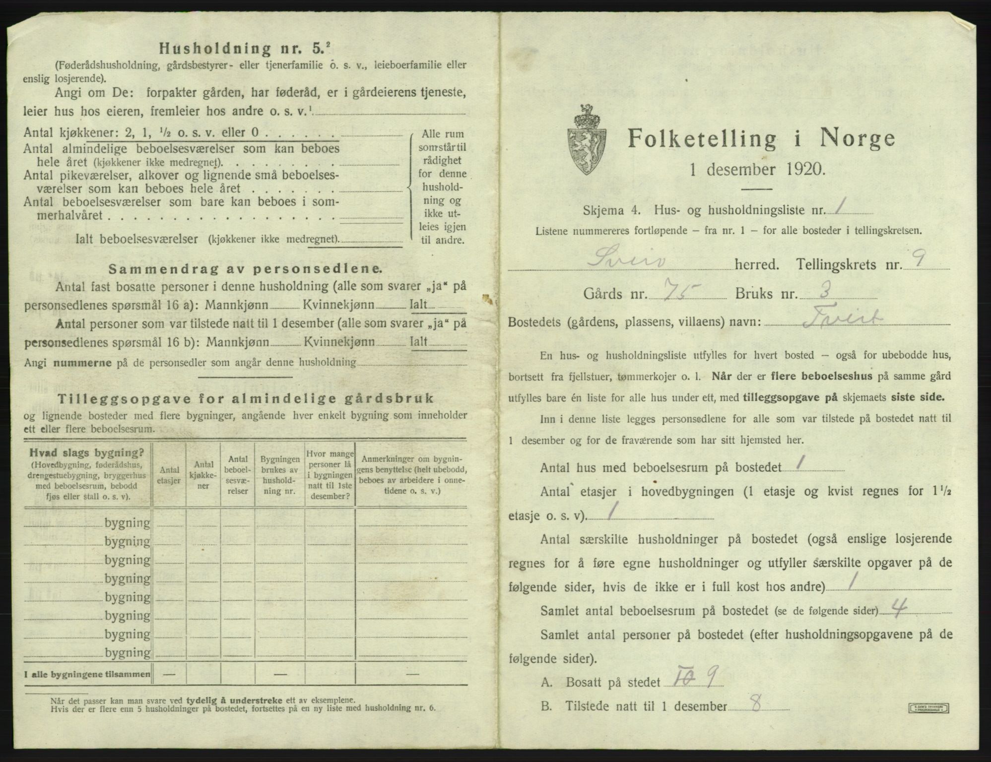 SAB, 1920 census for Sveio, 1920, p. 678