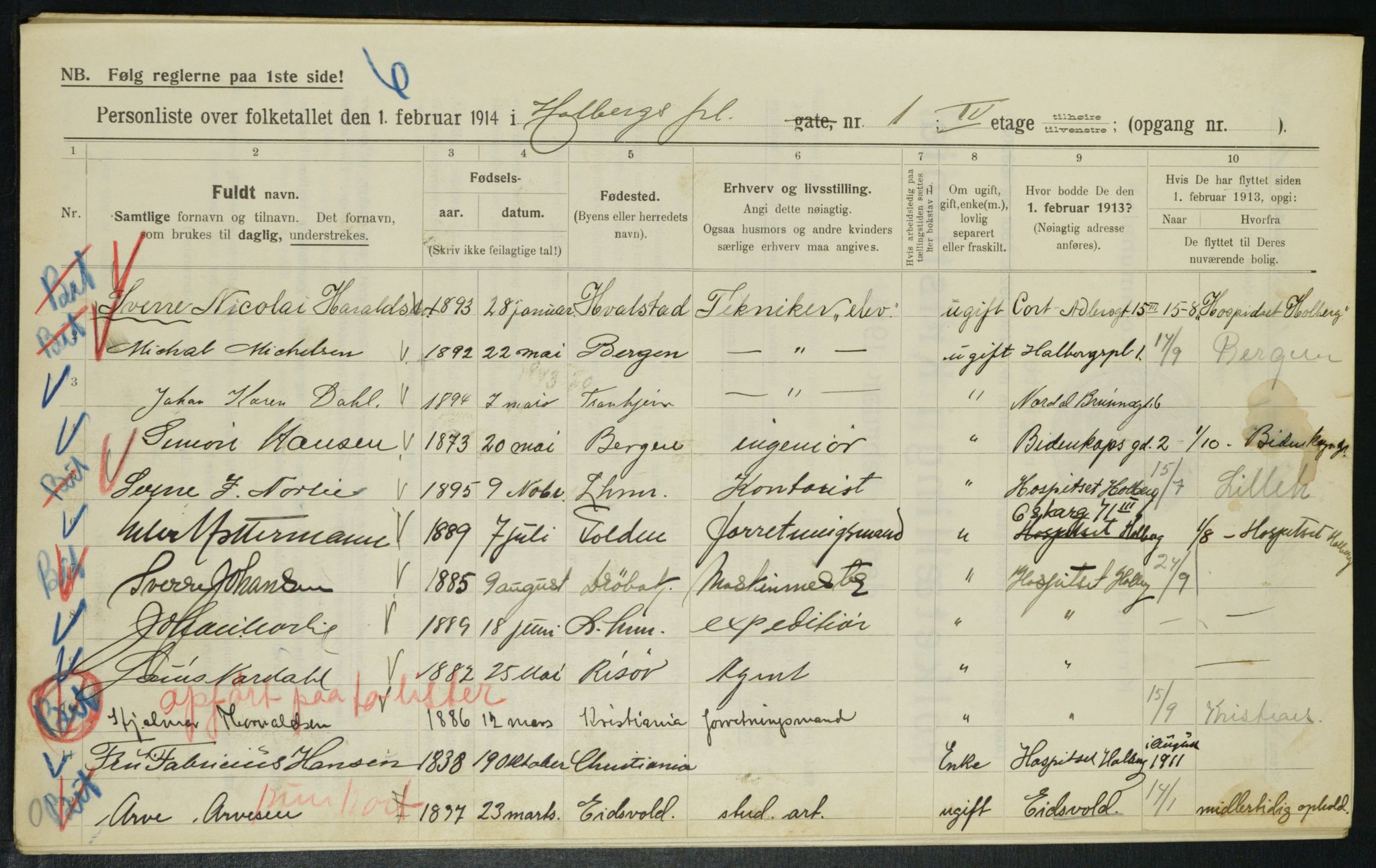 OBA, Municipal Census 1914 for Kristiania, 1914, p. 40593