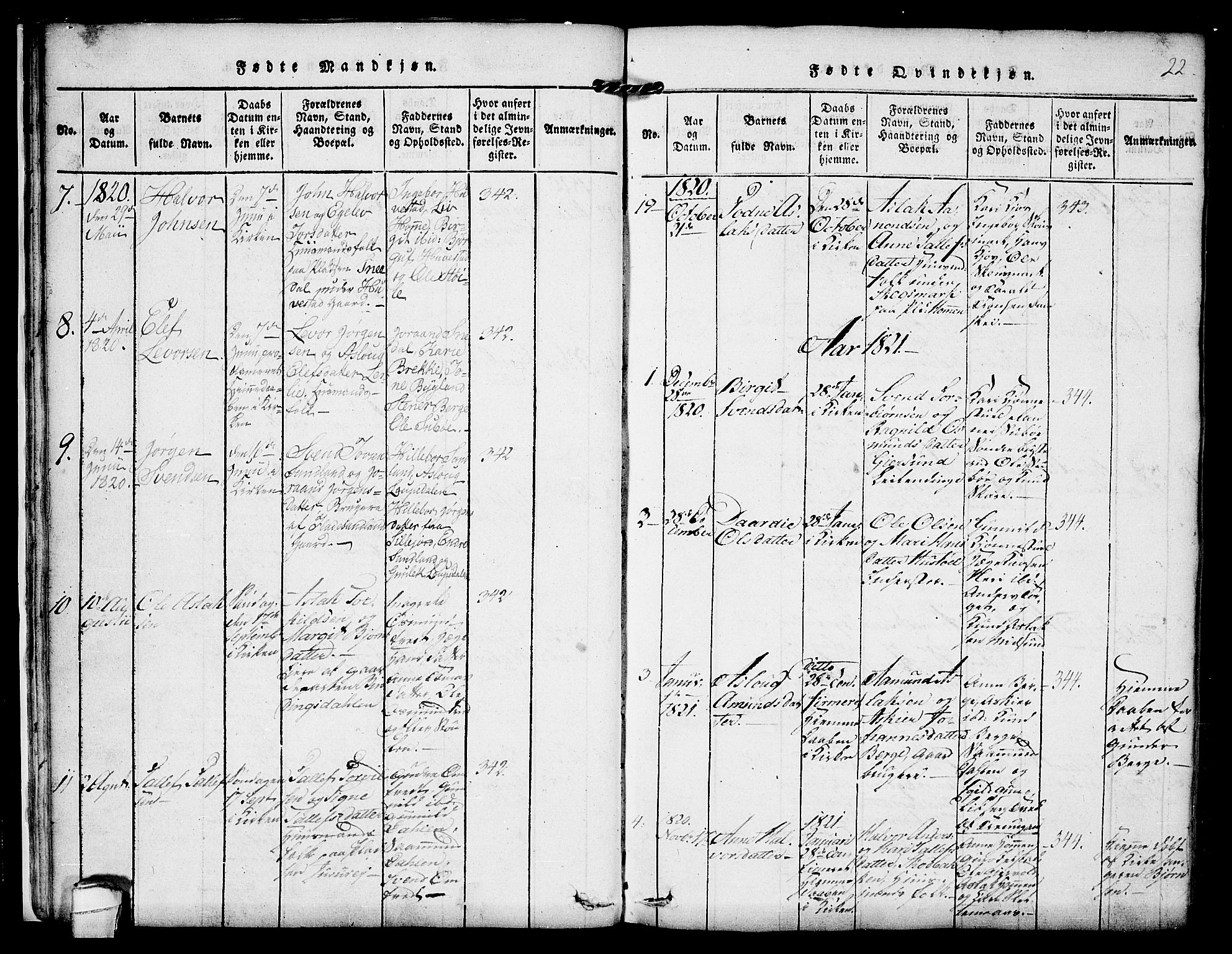 Kviteseid kirkebøker, SAKO/A-276/F/Fb/L0001: Parish register (official) no. II 1, 1815-1836, p. 22