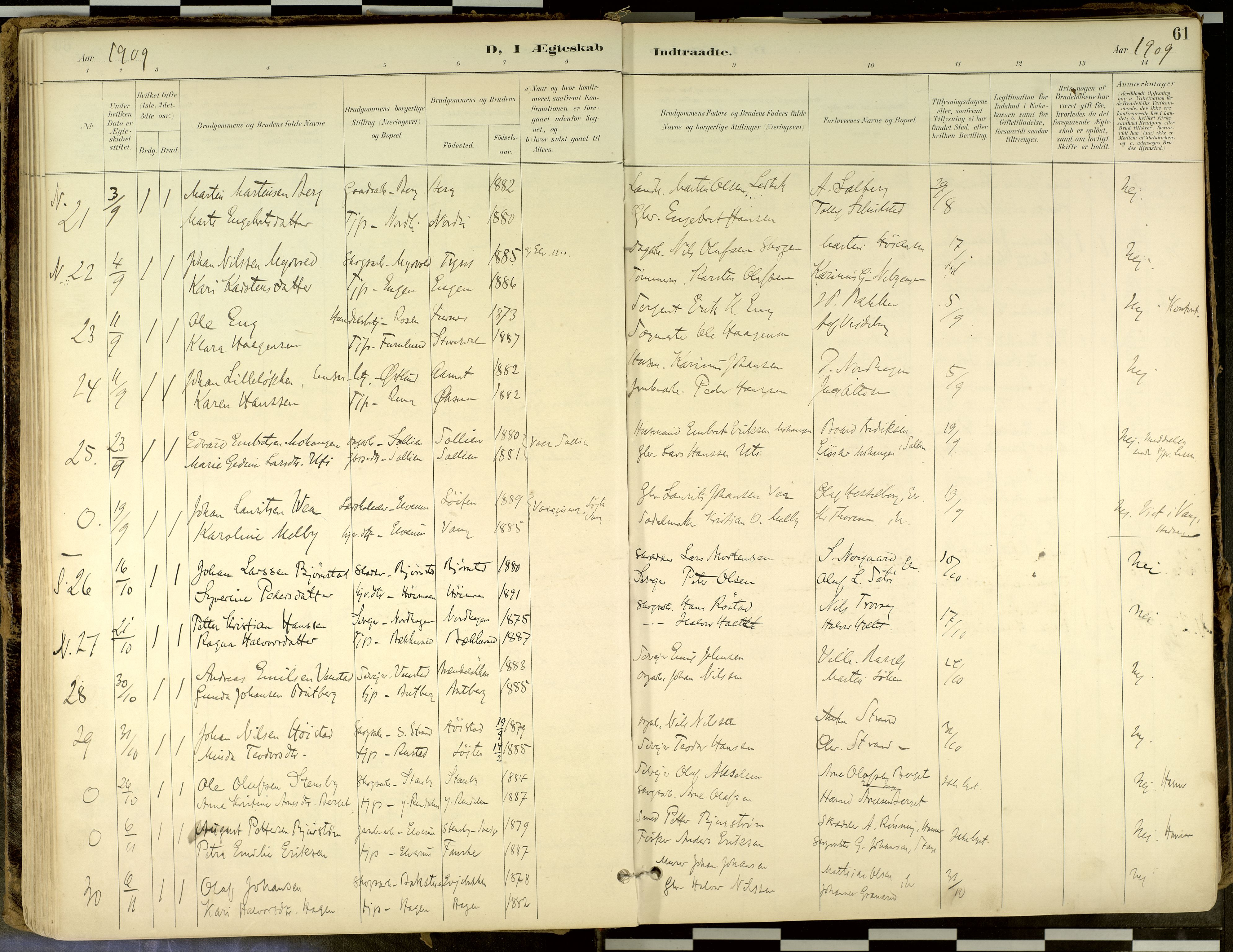 Elverum prestekontor, SAH/PREST-044/H/Ha/Haa/L0018: Parish register (official) no. 18, 1894-1914, p. 61