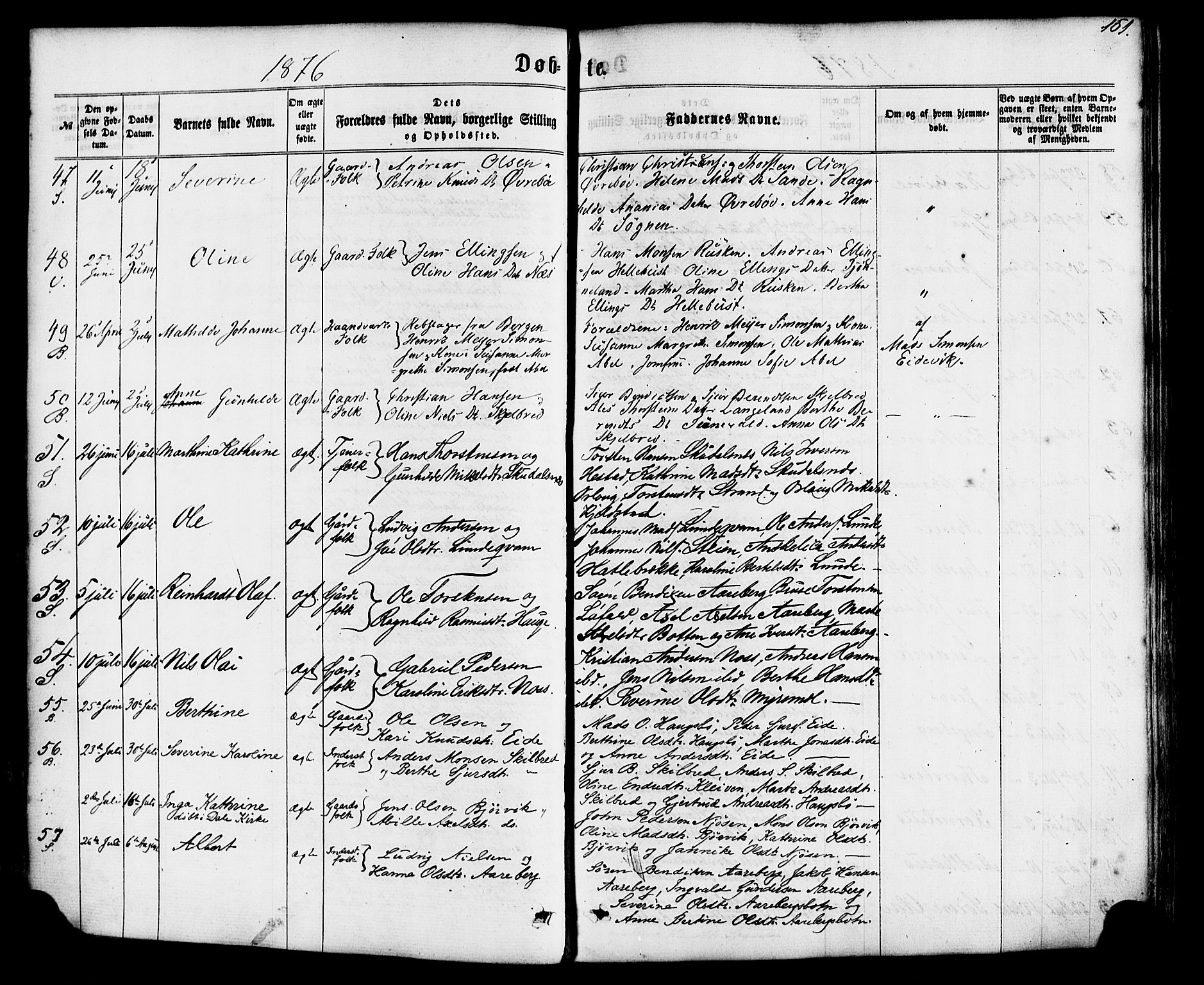 Gaular sokneprestembete, SAB/A-80001/H/Haa: Parish register (official) no. A 5, 1860-1881, p. 151