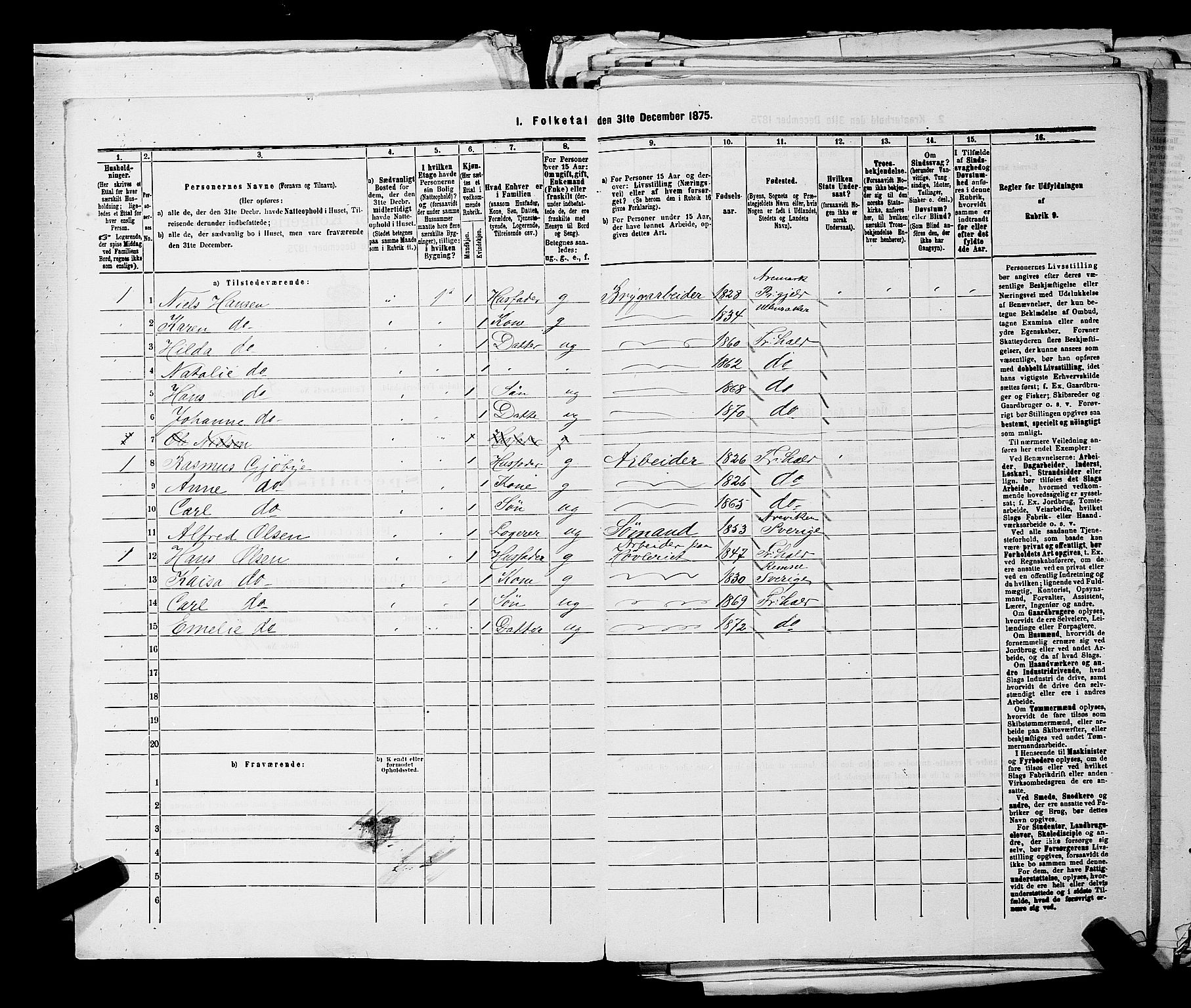 RA, 1875 census for 0101P Fredrikshald, 1875, p. 1276
