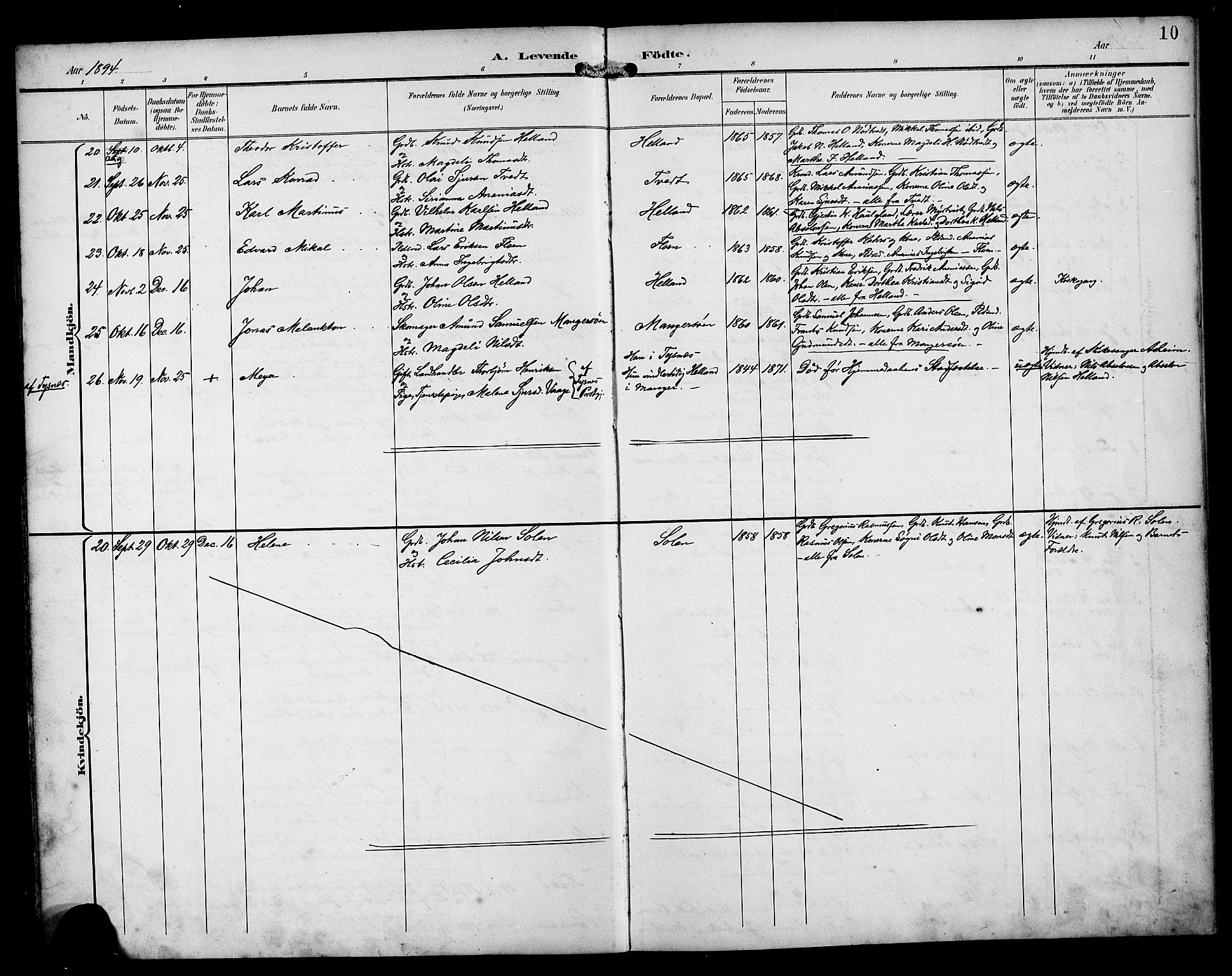 Manger sokneprestembete, SAB/A-76801/H/Haa: Parish register (official) no. B 2, 1893-1906, p. 10