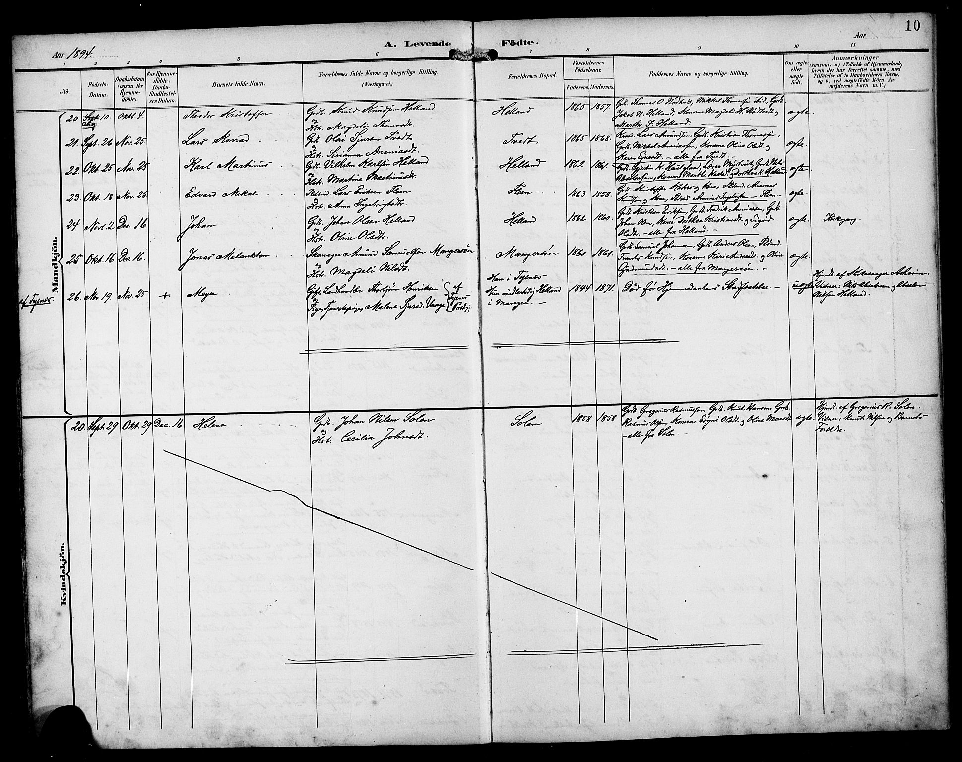 Manger sokneprestembete, AV/SAB-A-76801/H/Haa: Parish register (official) no. B 2, 1893-1906, p. 10